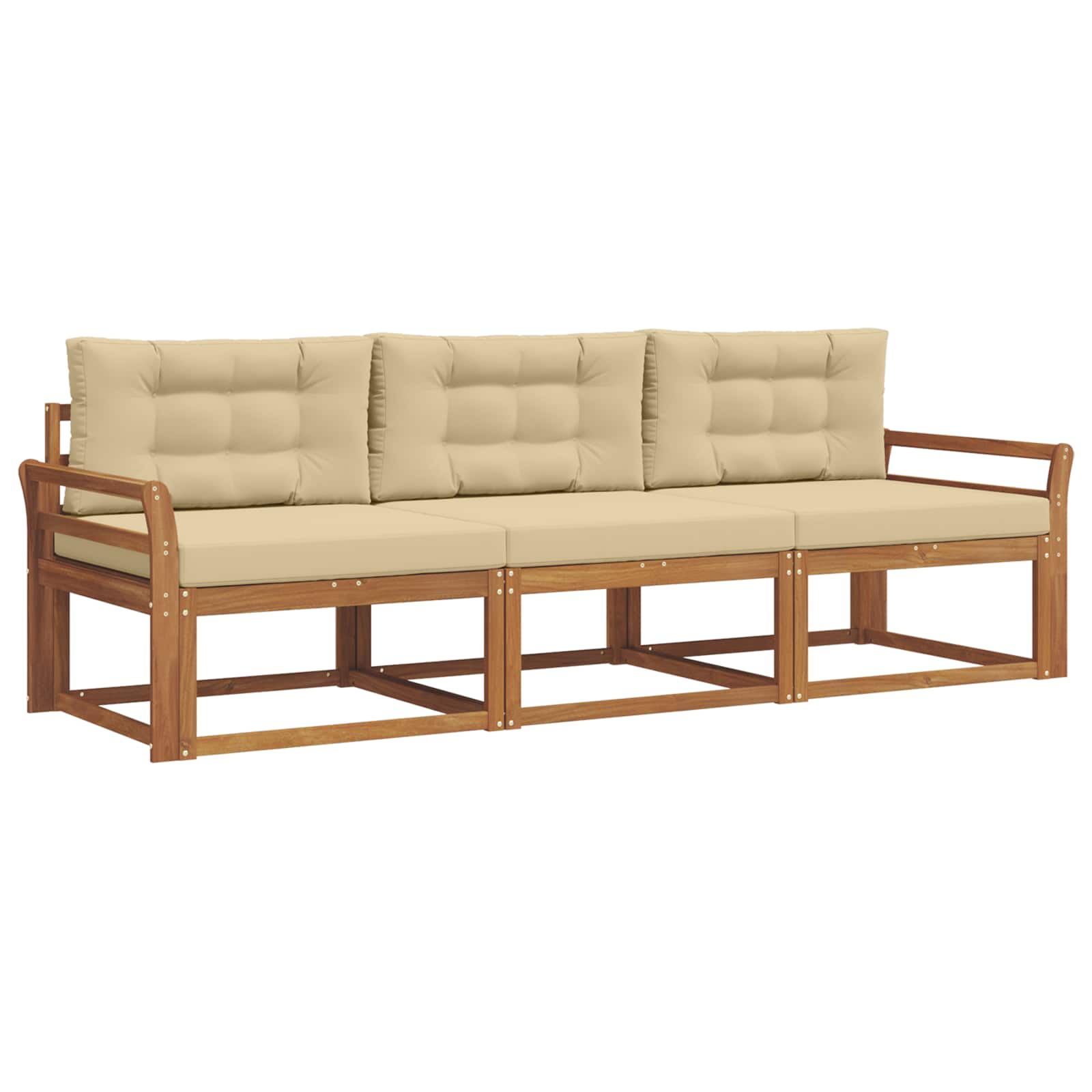 Outdoor-Sofagarnitur 3 stk. Natur und Beige