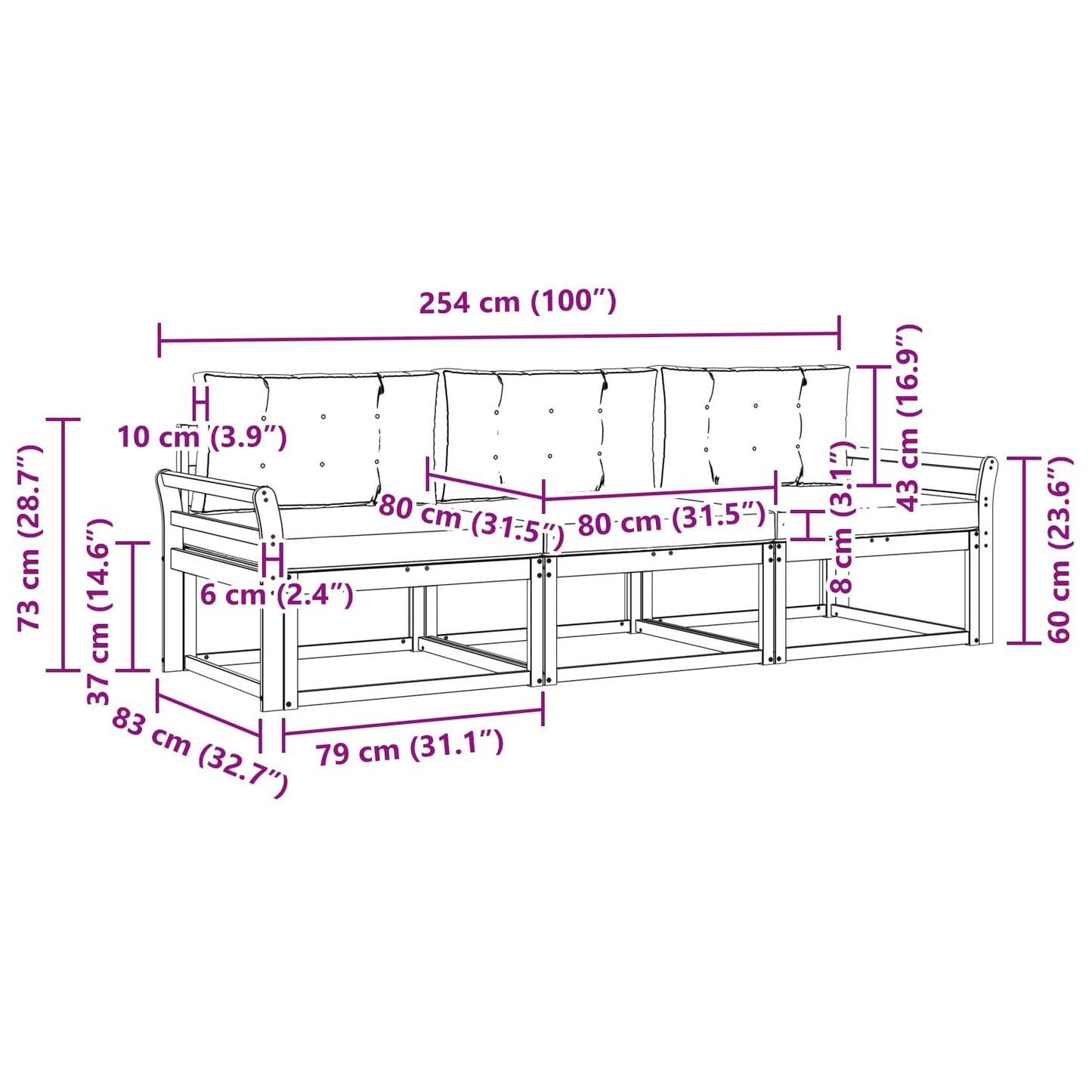 Outdoor-Sofagarnitur 3 stk. Natur und Beige