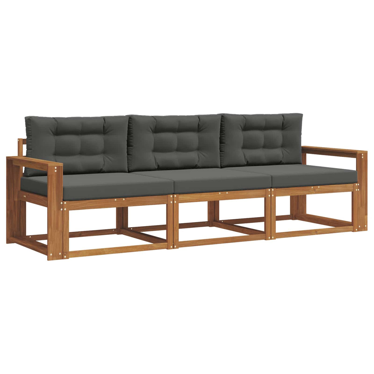 Outdoor-Sofagarnitur 3 stk. Natur und Anthrazit