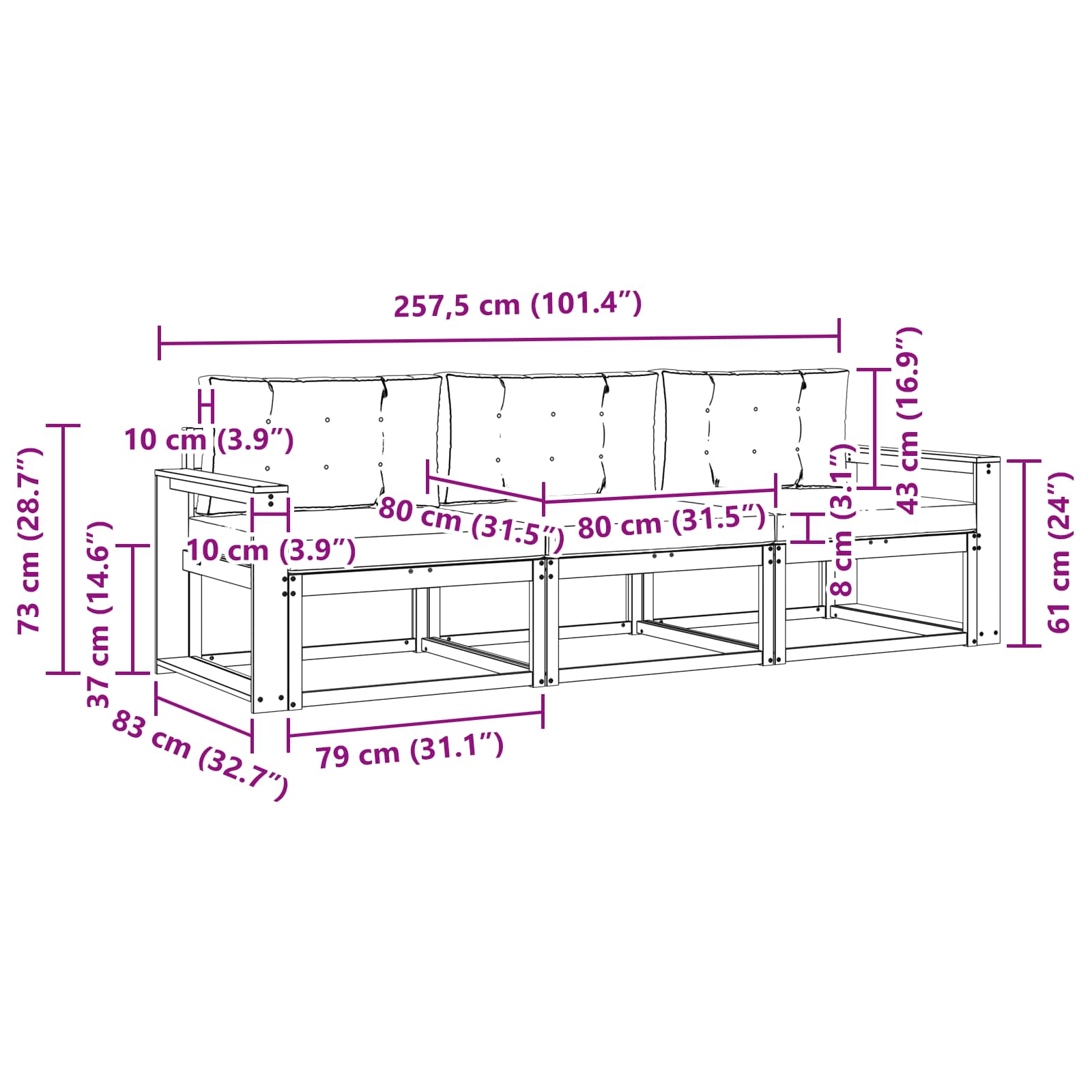 Outdoor-Sofagarnitur 3 stk. Natur und Beige