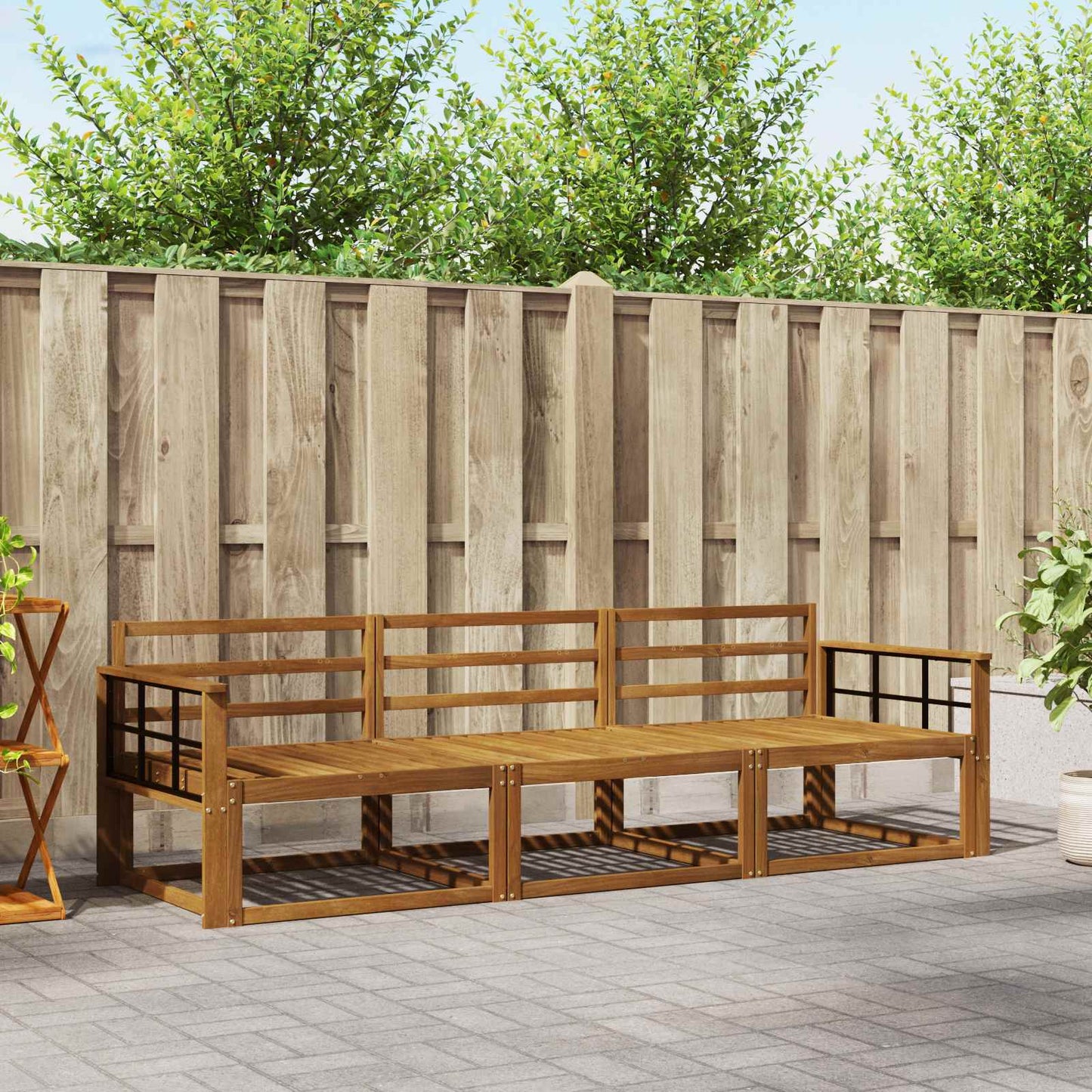 Outdoor-Sofagarnitur 3 stk. Natur Massivholz Akazie