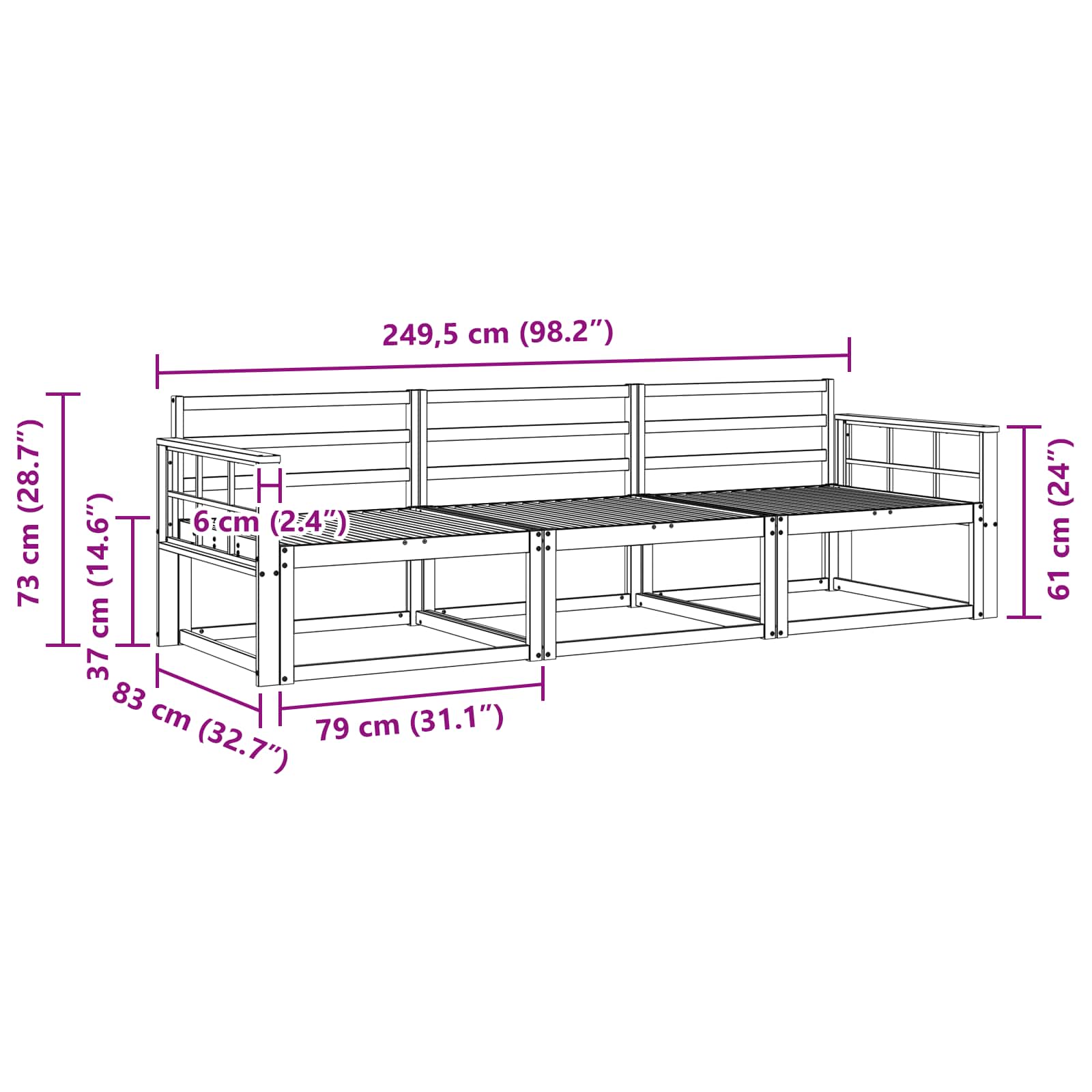 Outdoor-Sofagarnitur 3 stk. Natur Massivholz Akazie