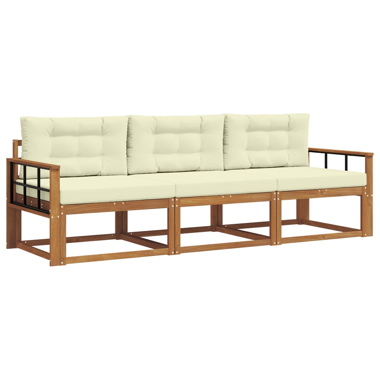 Outdoor-Sofagarnitur 3 stk. Natur und Creme