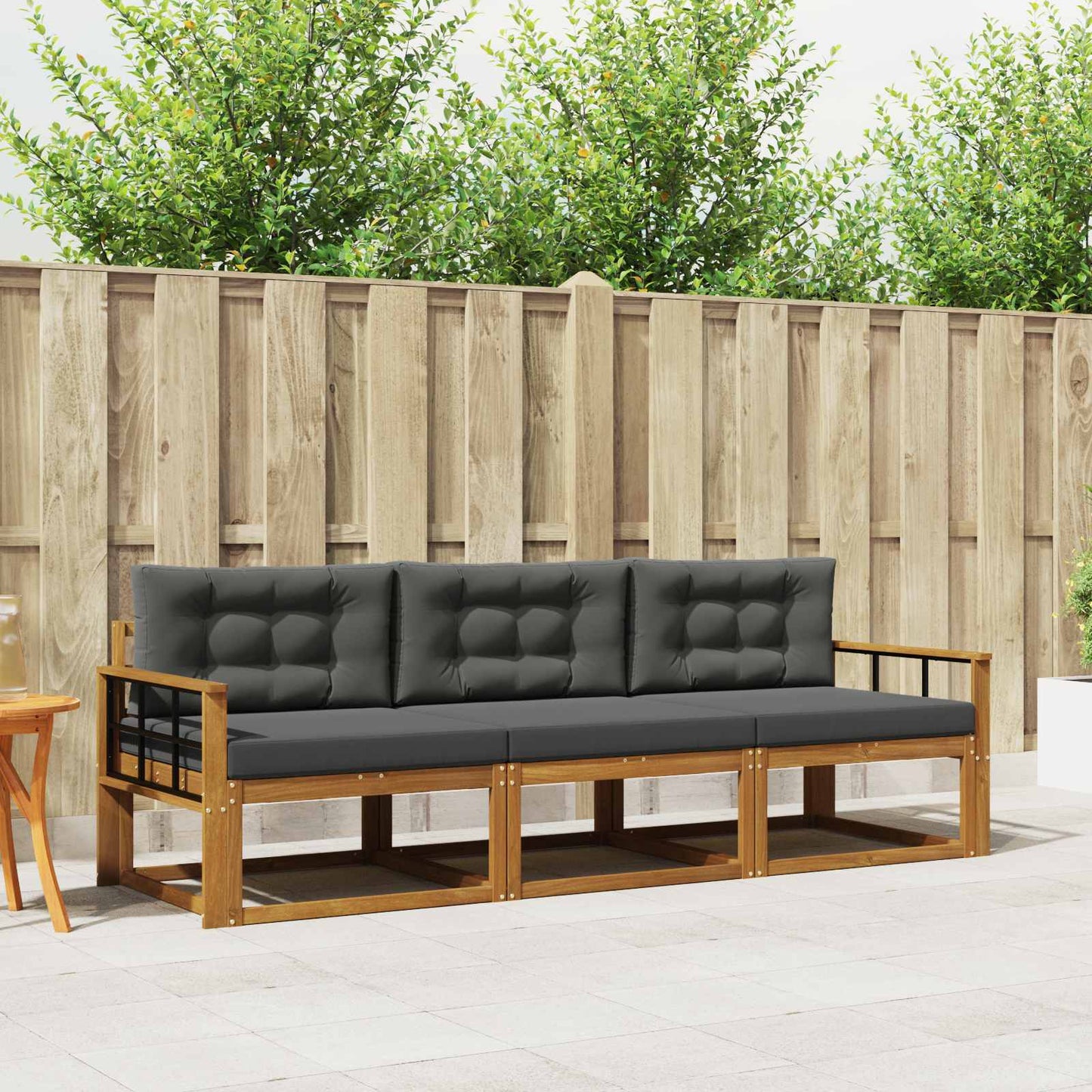 Outdoor-Sofagarnitur 3 stk. Natur und Anthrazit