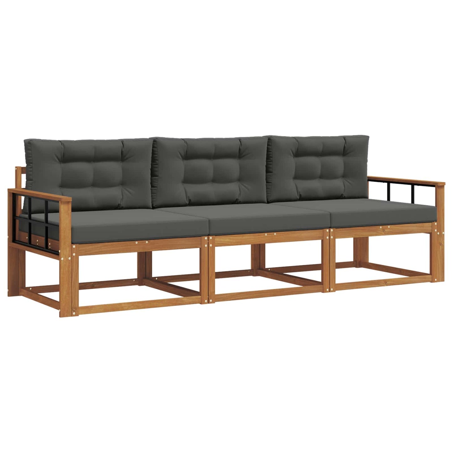 Outdoor-Sofagarnitur 3 stk. Natur und Anthrazit