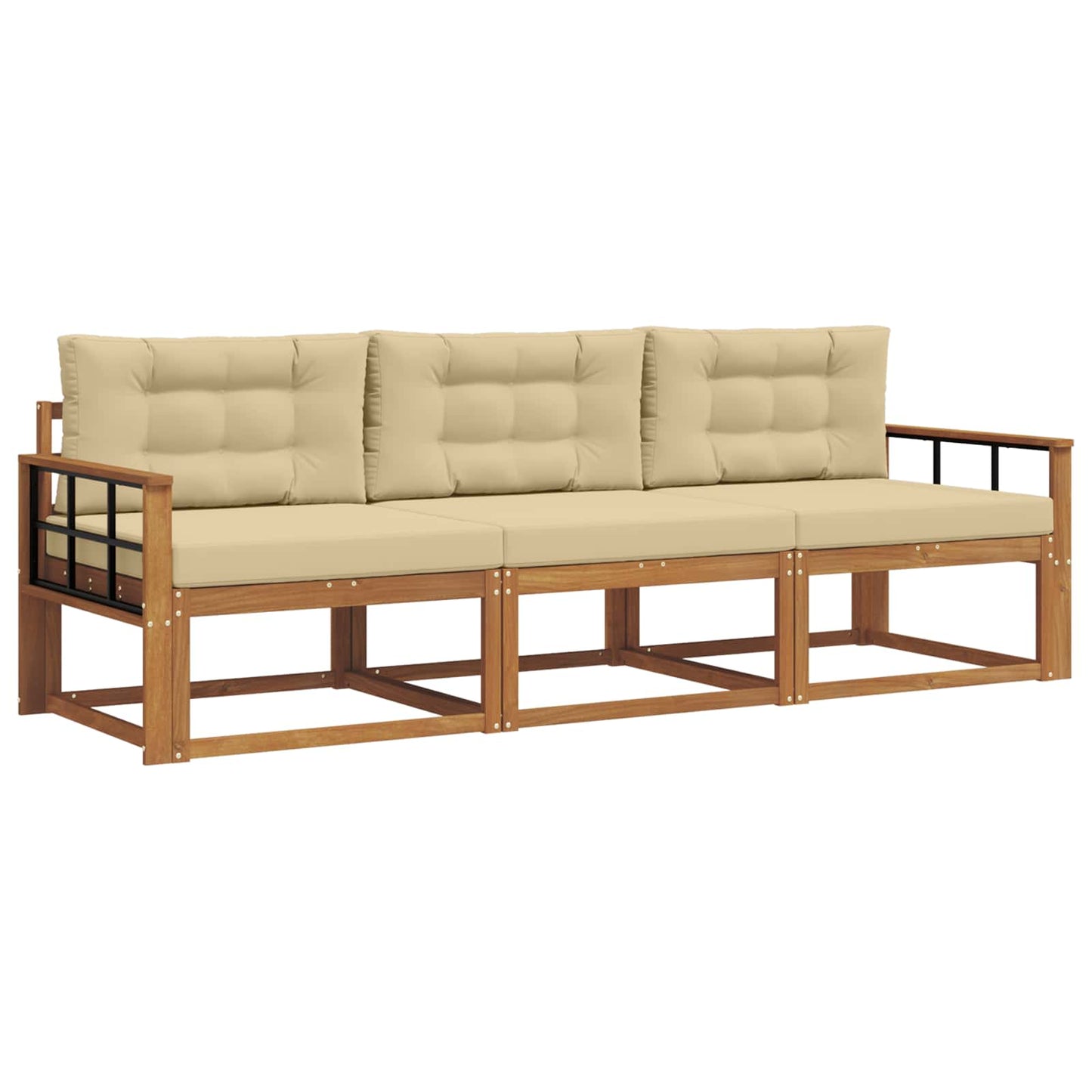 Outdoor-Sofagarnitur 3 stk. Natur und Beige