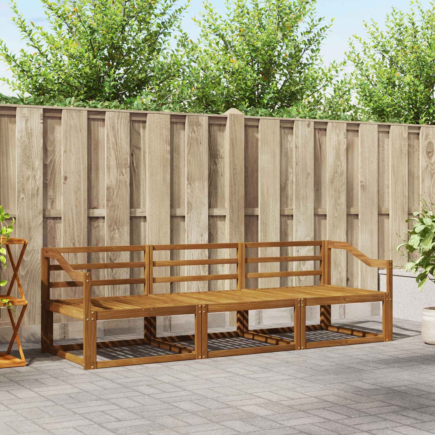 Outdoor-Sofagarnitur 3 stk. Natur Massivholz Akazie