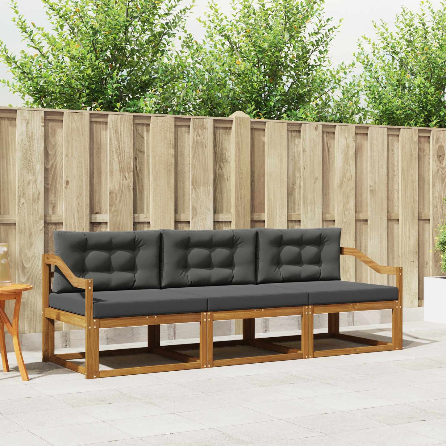 Outdoor-Sofagarnitur 3 stk. Natur und Anthrazit