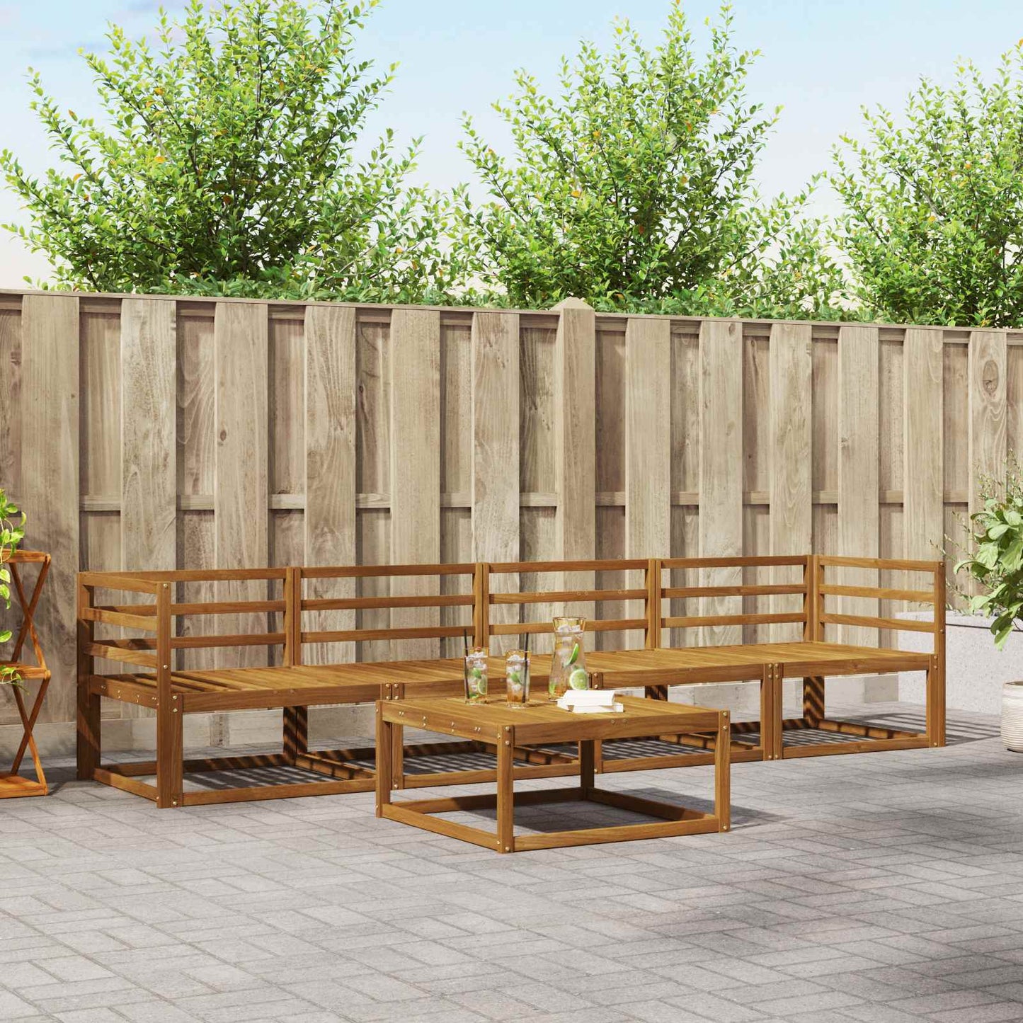 Outdoor-Sofagarnitur 5 pcs Natur Massivholz Akazie