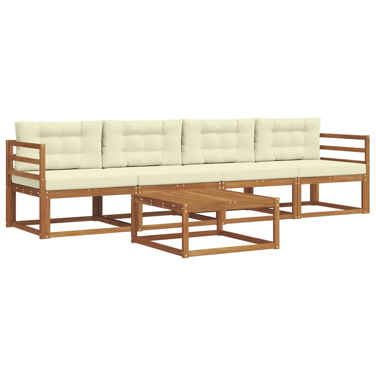 Outdoor-Sofagarnitur mit Kissen 5 pcs Natur und Creme