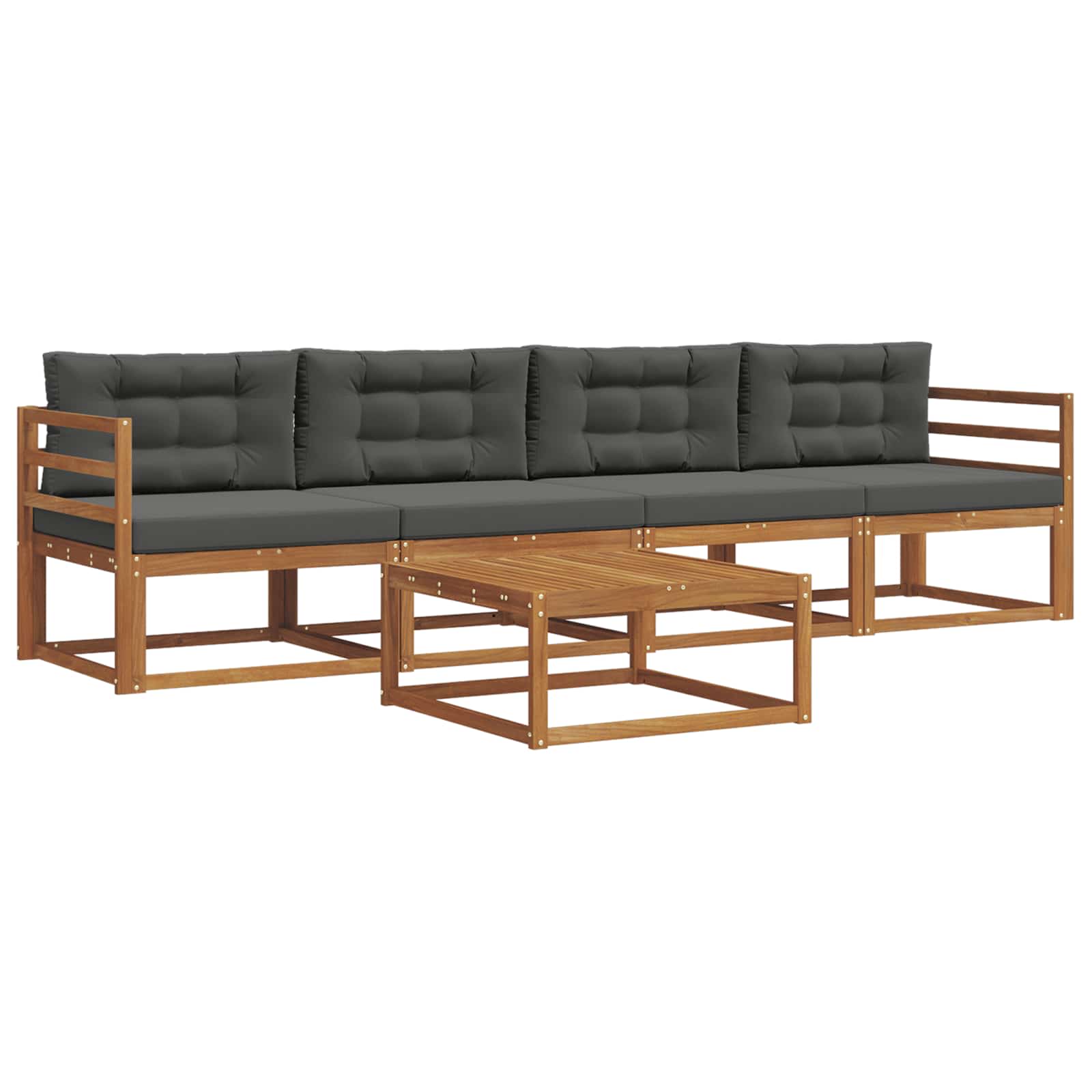 Outdoor-Sofagarnitur mit Kissen 5 pcs Natur und Anthrazit