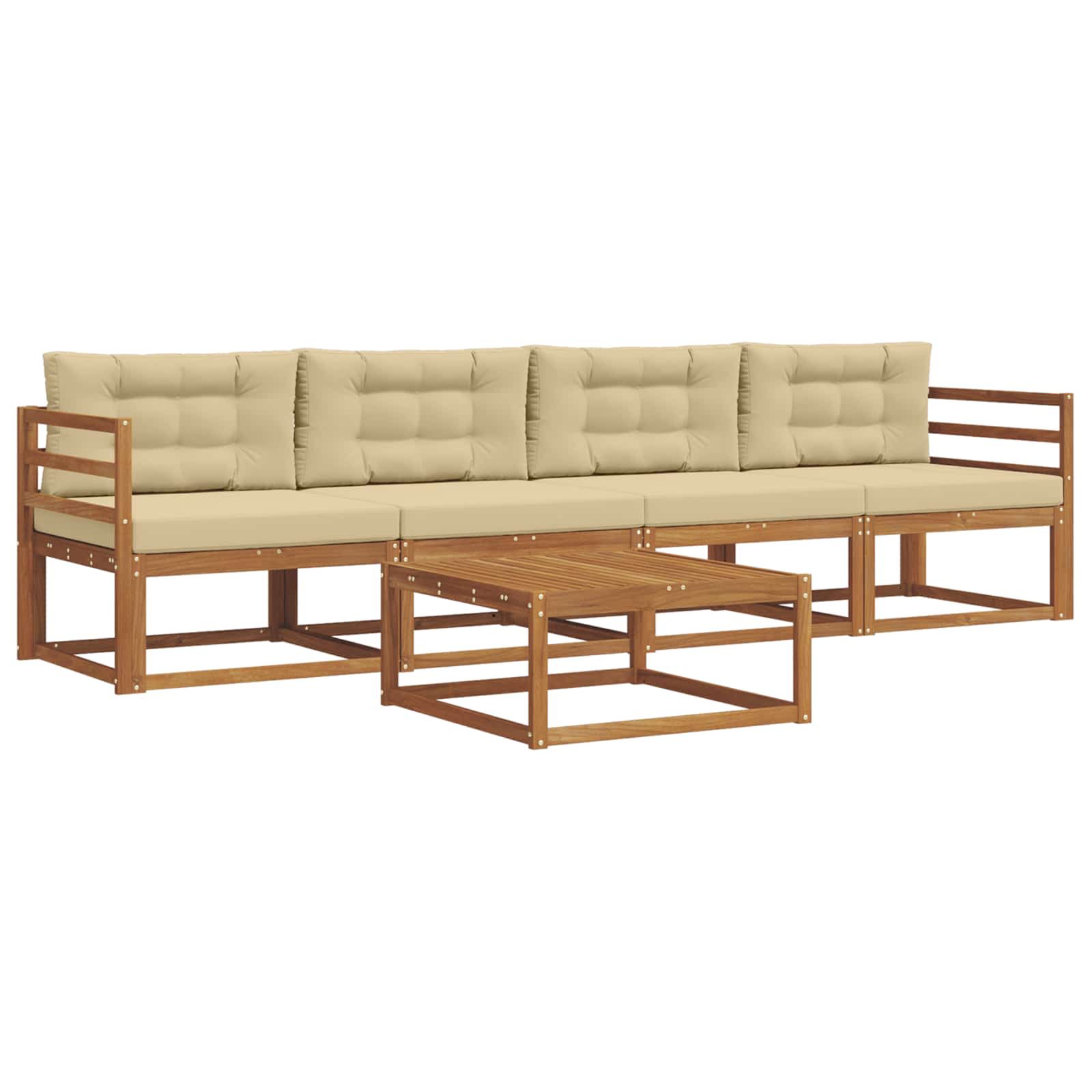 Outdoor-Sofagarnitur mit Kissen 5 pcs Natur und Beige