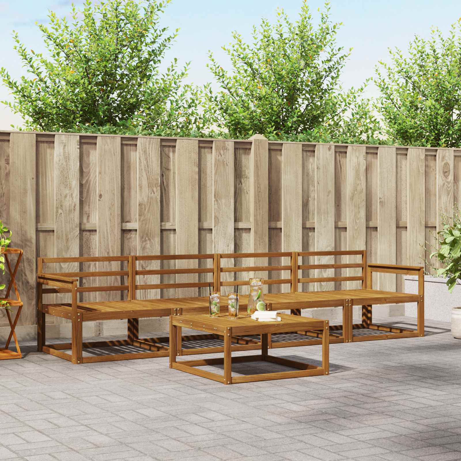 Outdoor-Sofagarnitur 5 pcs Natur Massivholz Akazie
