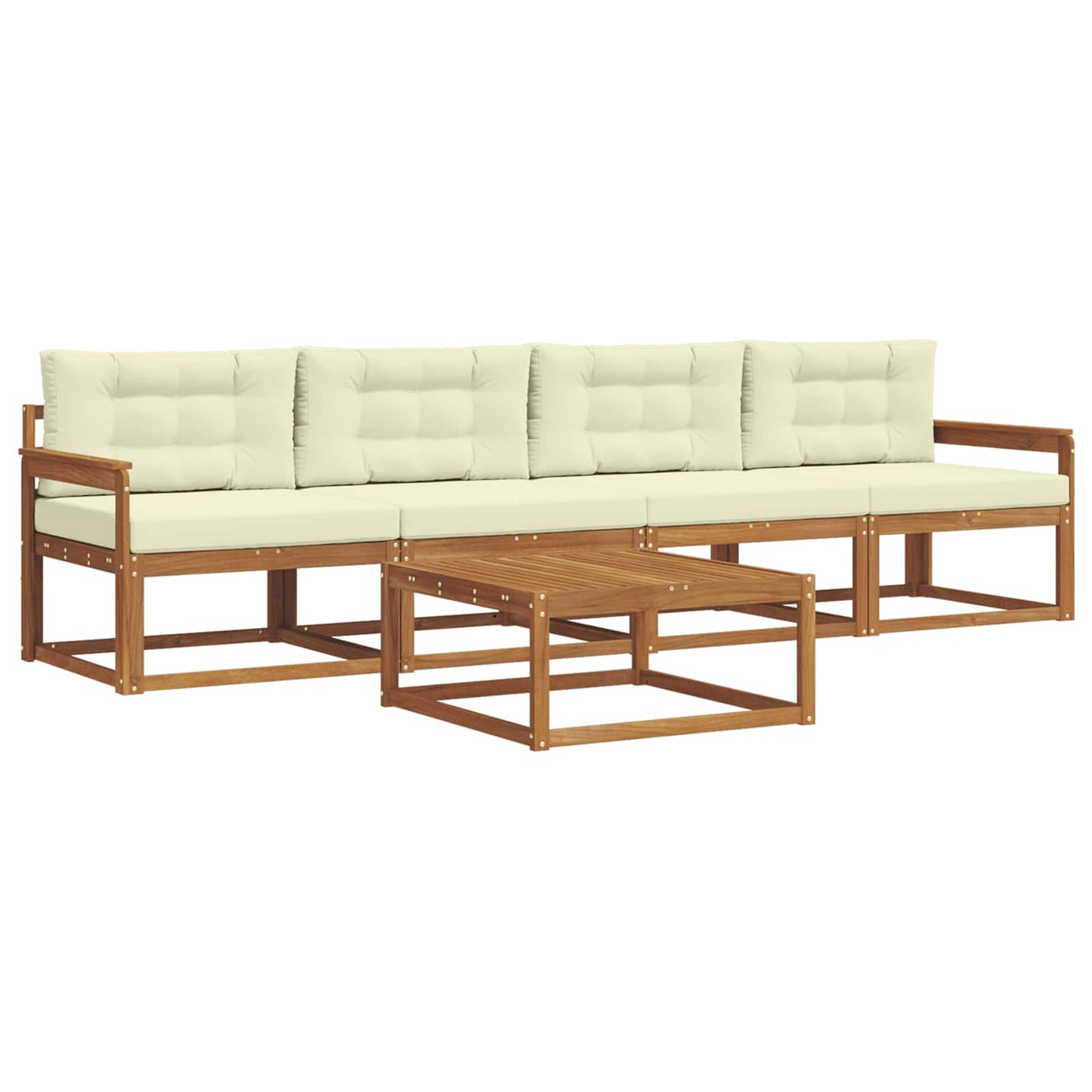 Outdoor-Sofagarnitur mit Kissen 5 pcs Natur und Creme