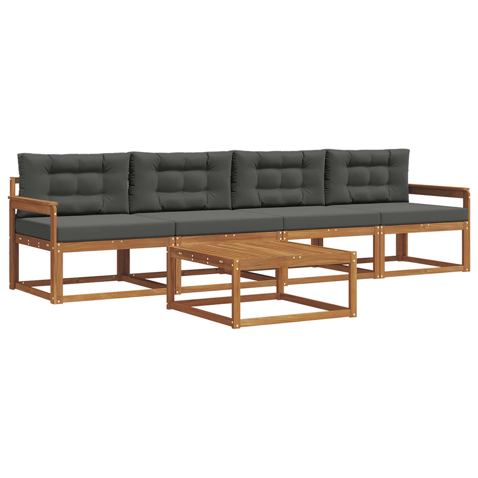 Outdoor-Sofagarnitur mit Kissen 5 pcs Natur und Anthrazit