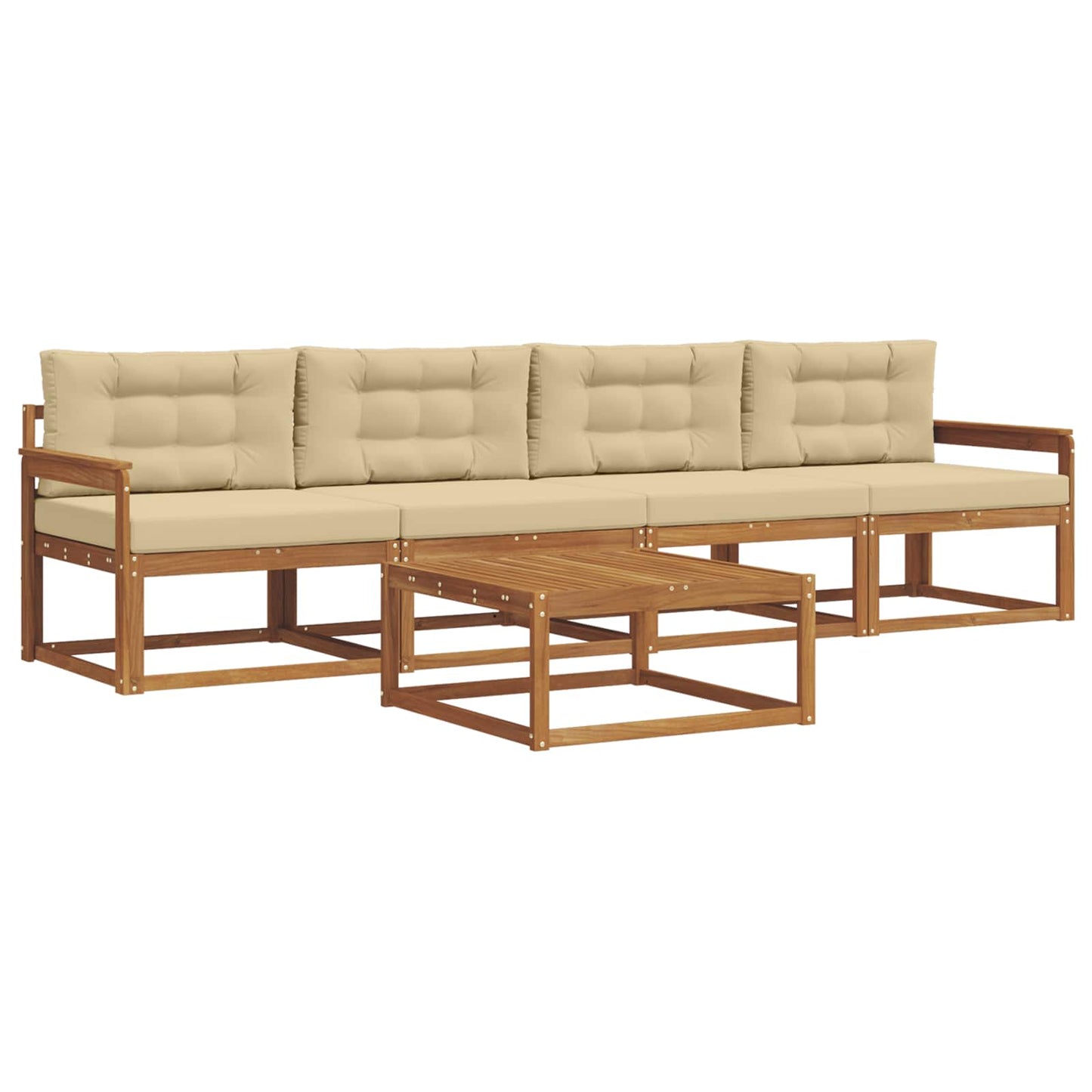 Outdoor-Sofagarnitur mit Kissen 5 pcs Natur und Beige