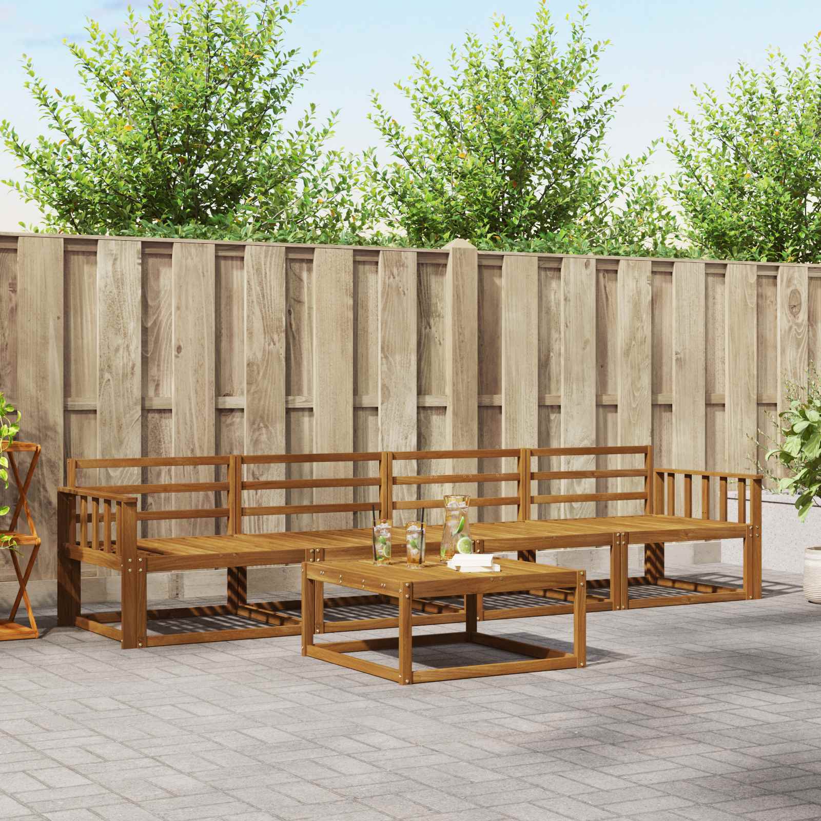 Outdoor-Sofagarnitur 5 pcs Natur Massivholz Akazie