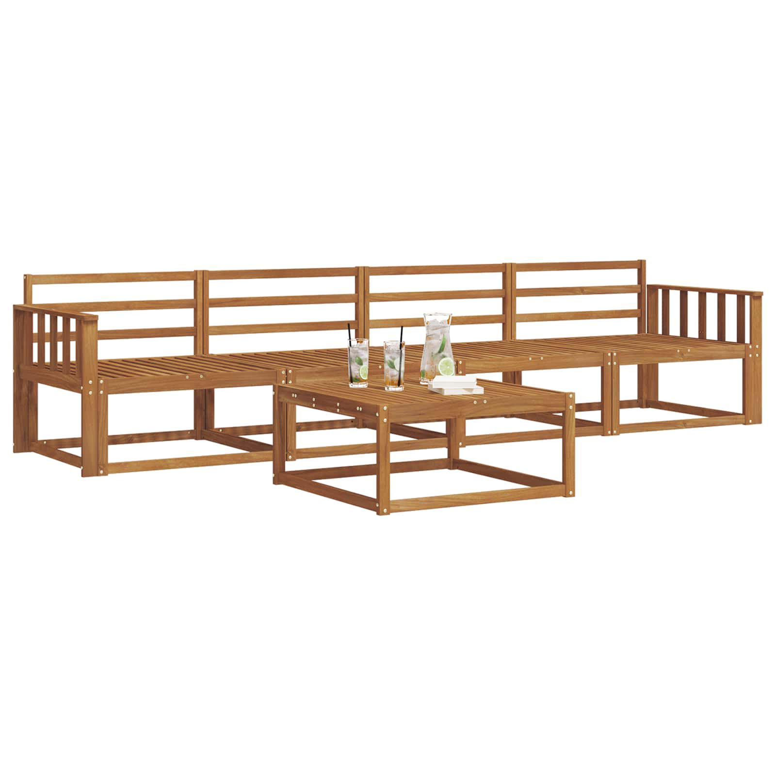 Outdoor-Sofagarnitur 5 pcs Natur Massivholz Akazie