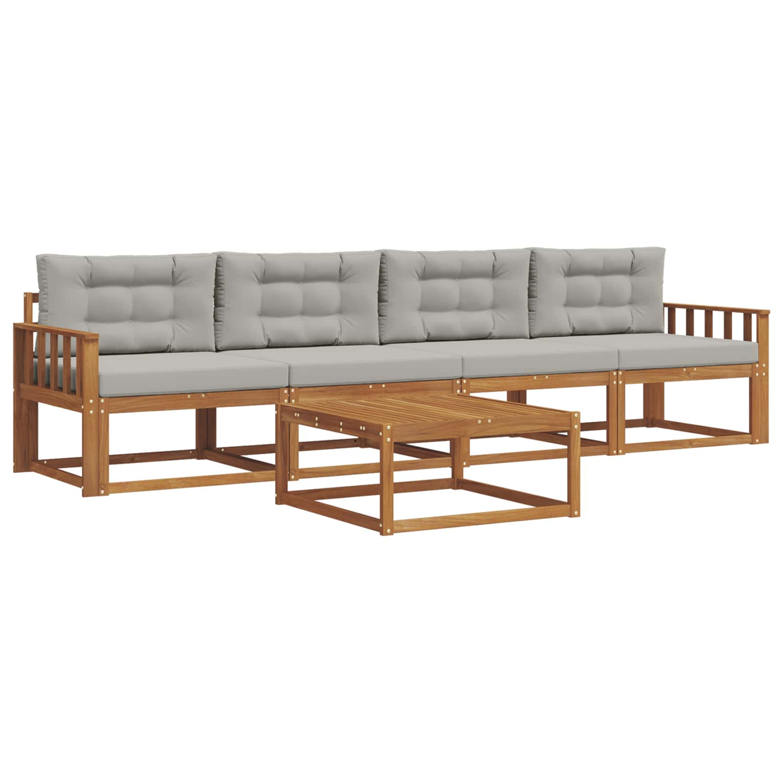 Outdoor-Sofagarnitur 5 pcs Natürlich und Hellgrau