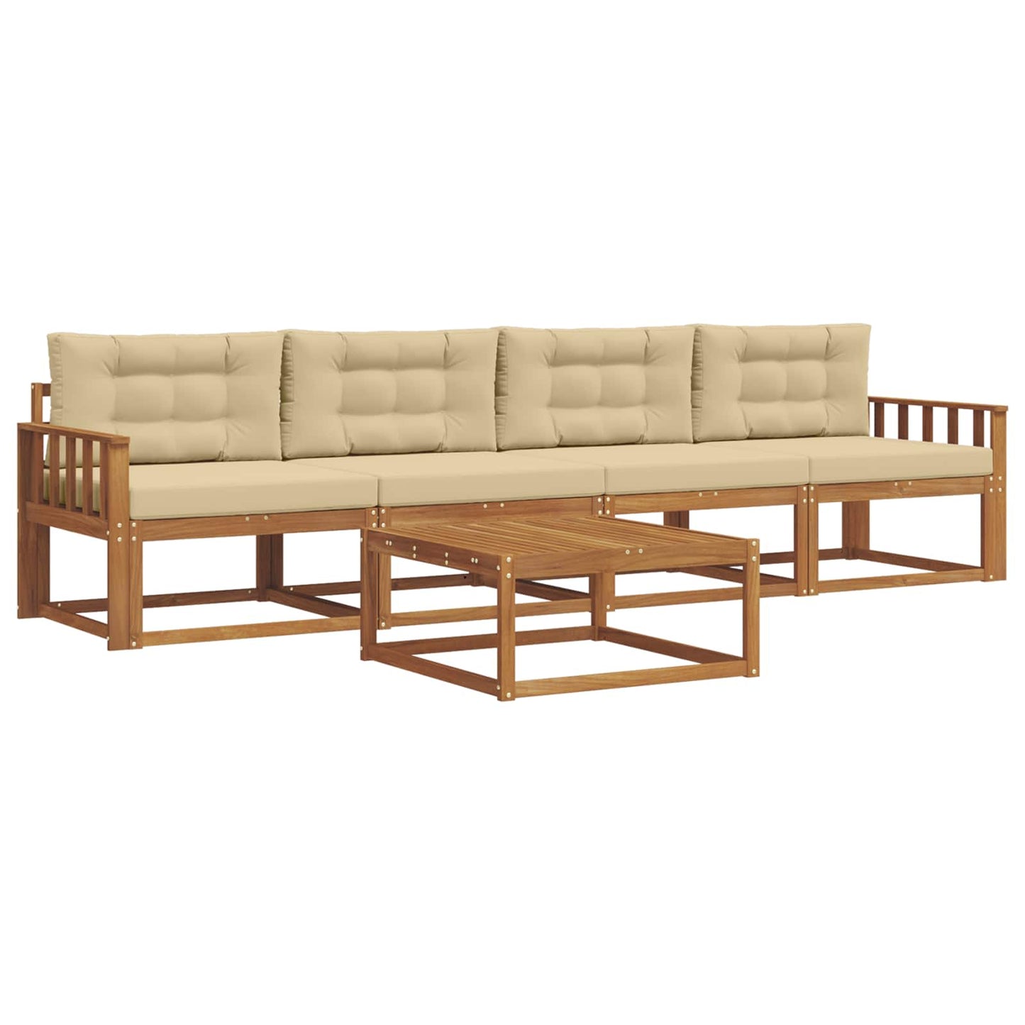 Outdoor-Sofagarnitur mit Kissen 5 pcs Natur und Beige