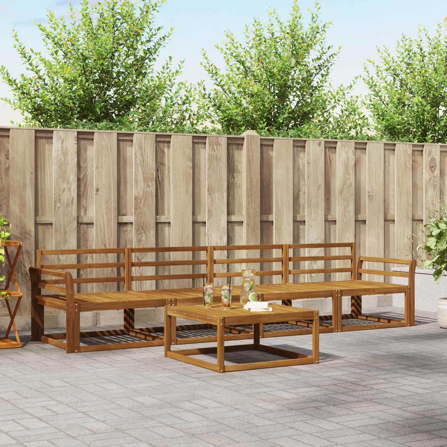 Outdoor-Sofagarnitur 5 pcs Natur Massivholz Akazie