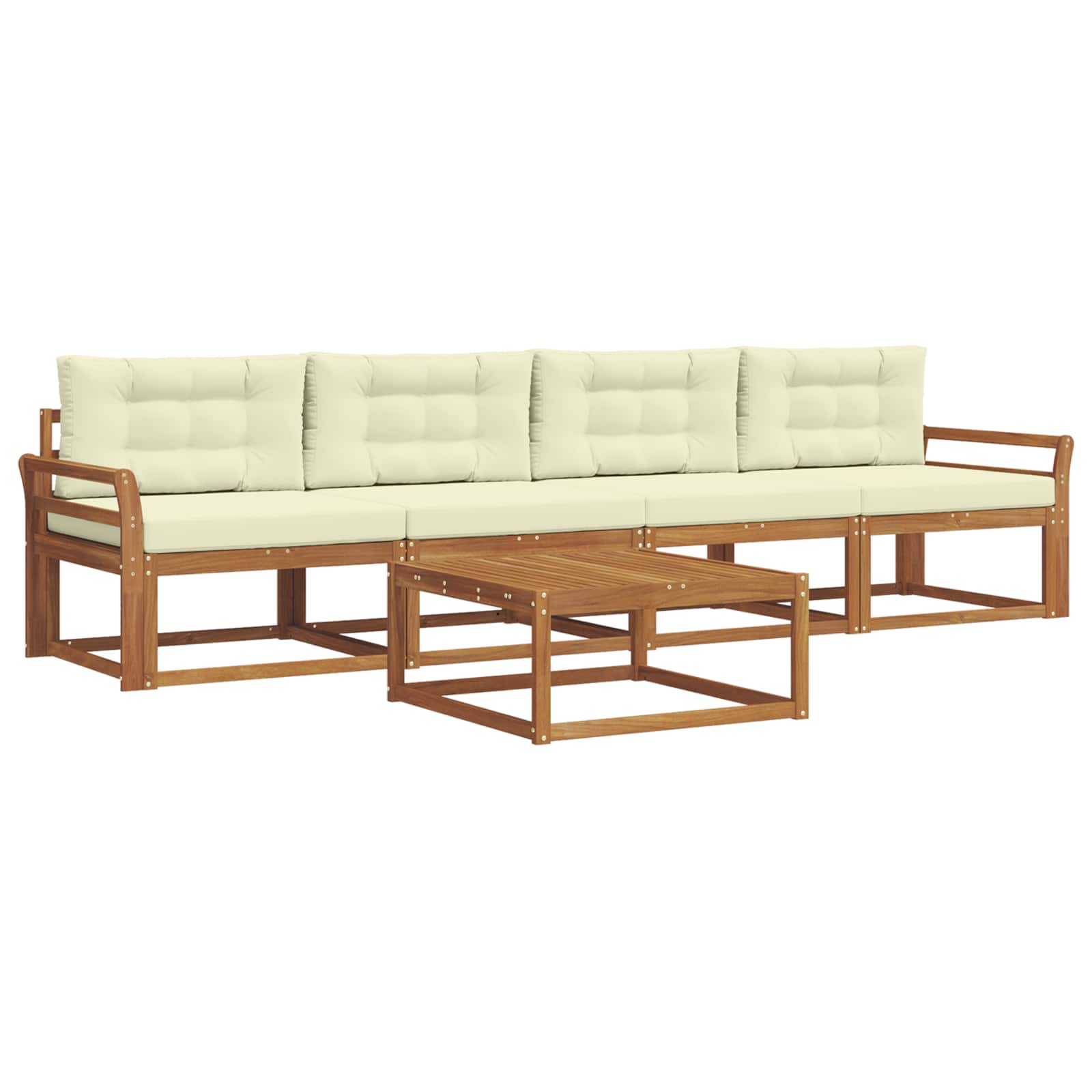 Outdoor-Sofagarnitur mit Kissen 5 pcs Natur und Creme
