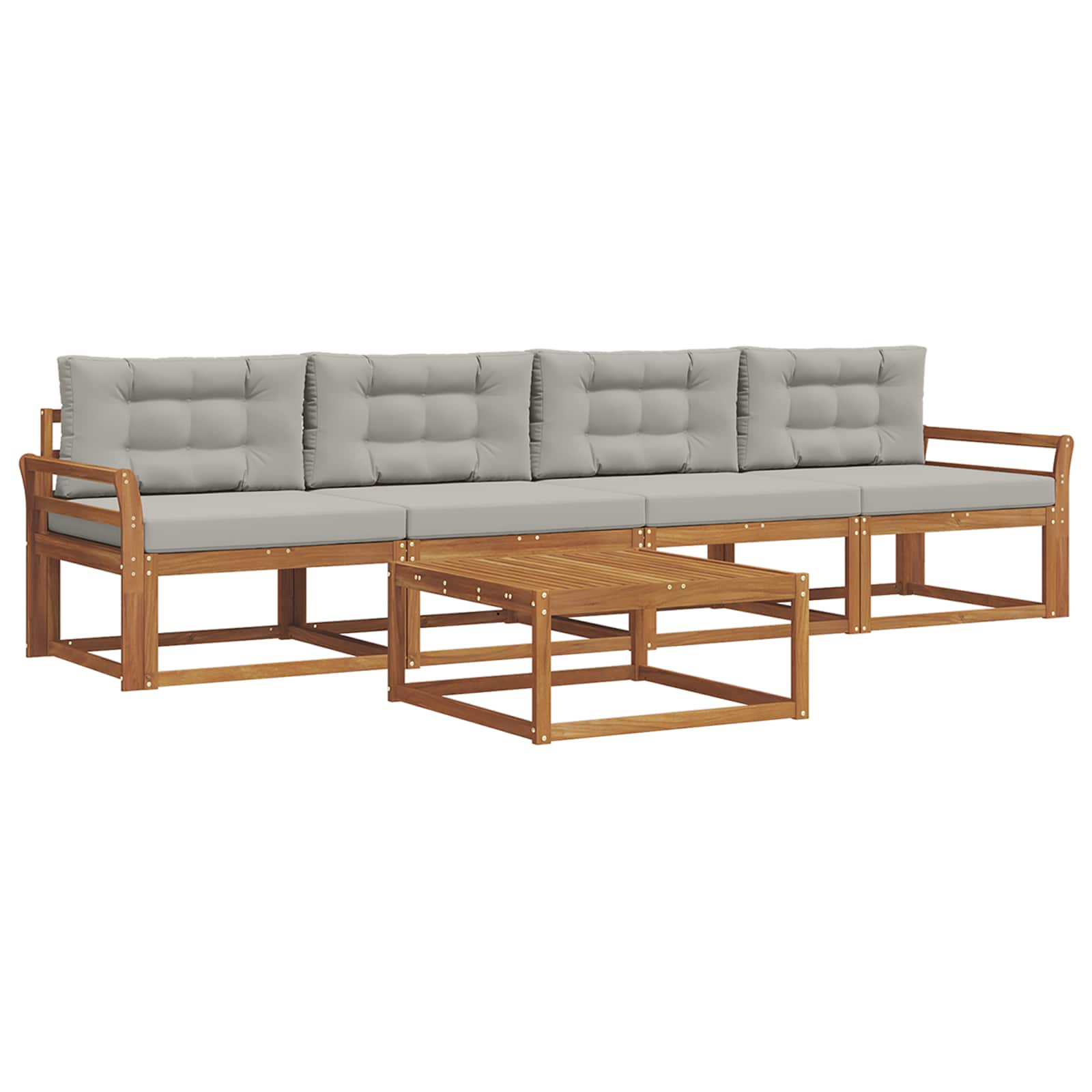 Outdoor-Sofagarnitur 5 pcs Natürlich und Hellgrau