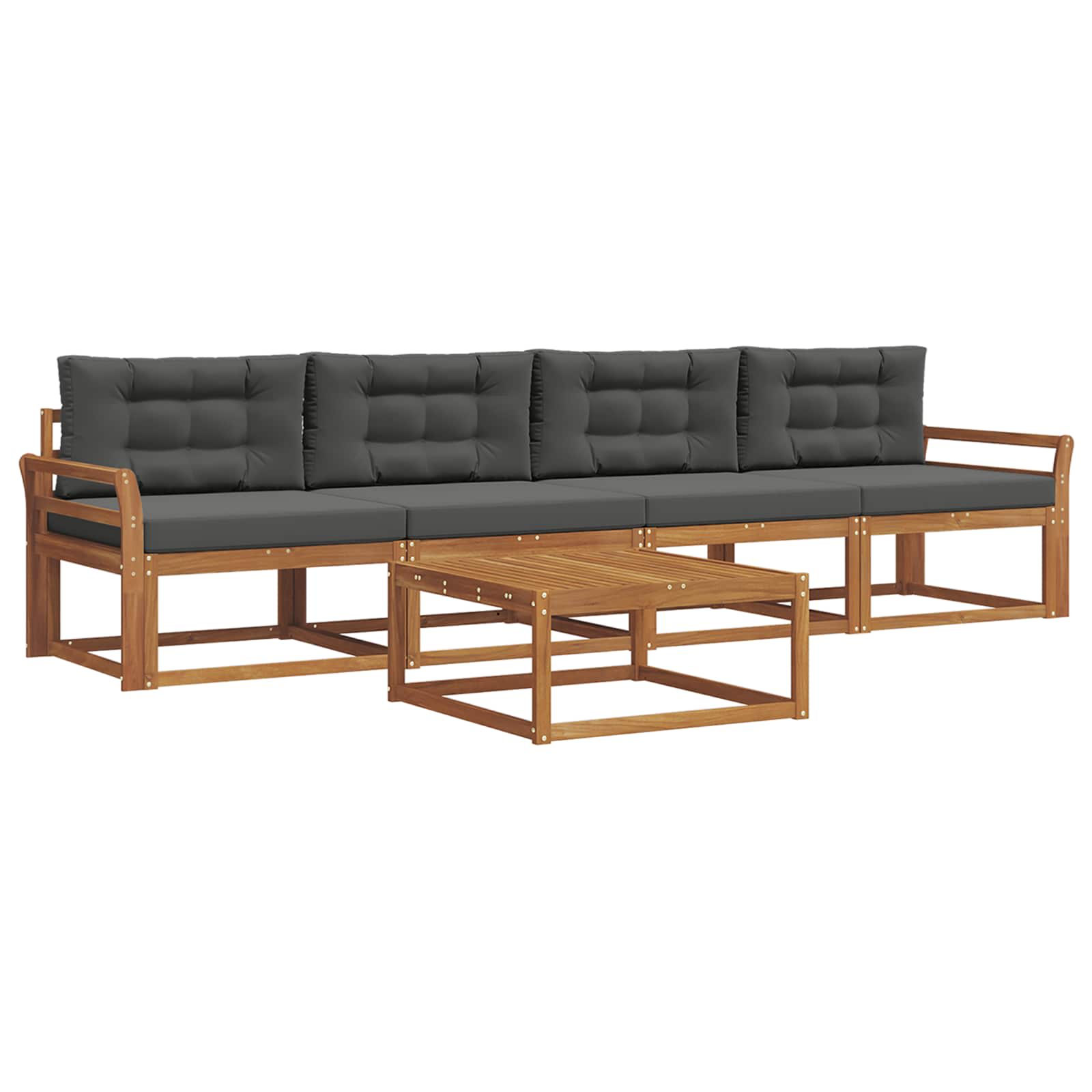 Outdoor-Sofagarnitur mit Kissen 5 pcs Natur und Anthrazit