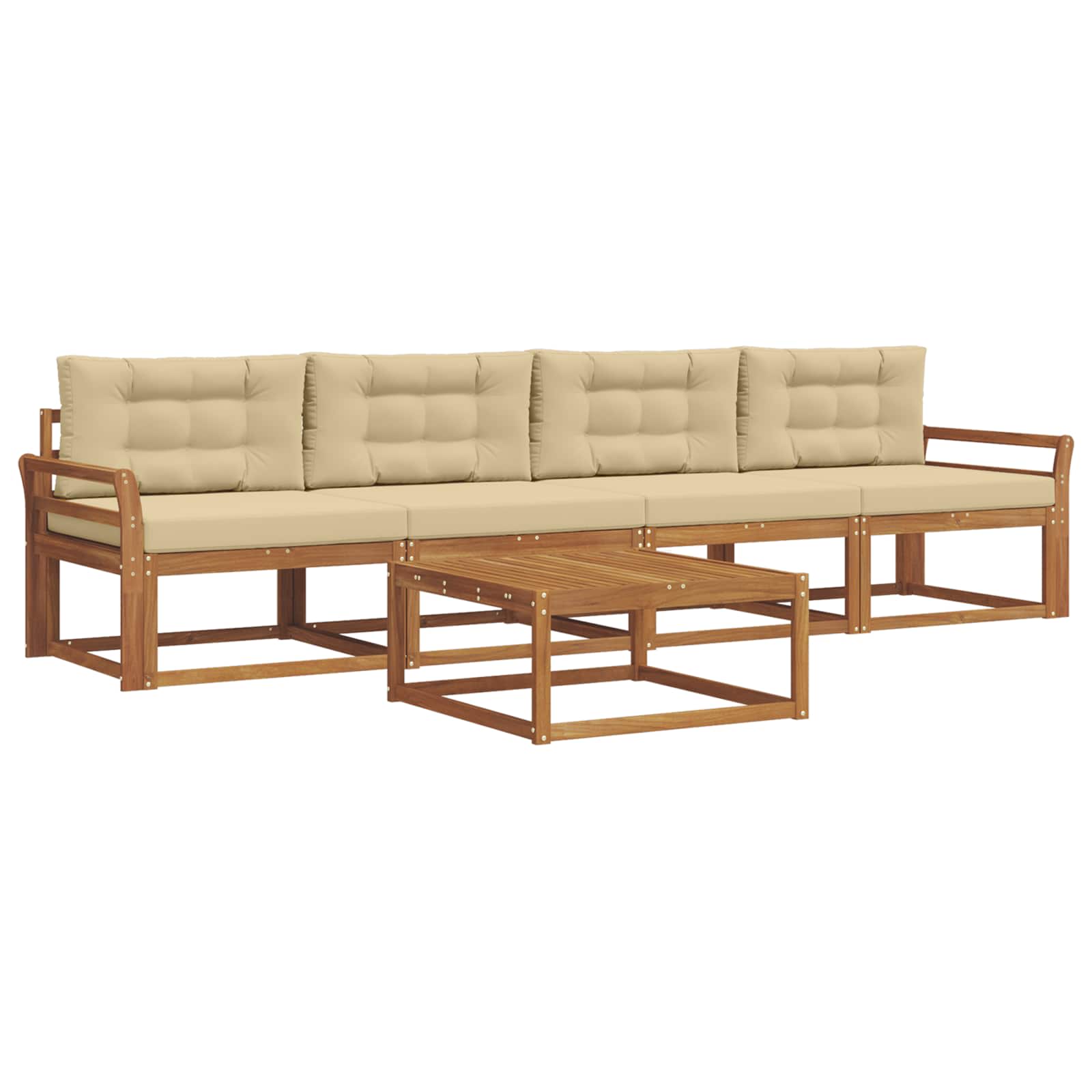 Outdoor-Sofagarnitur mit Kissen 5 pcs Natur und Beige