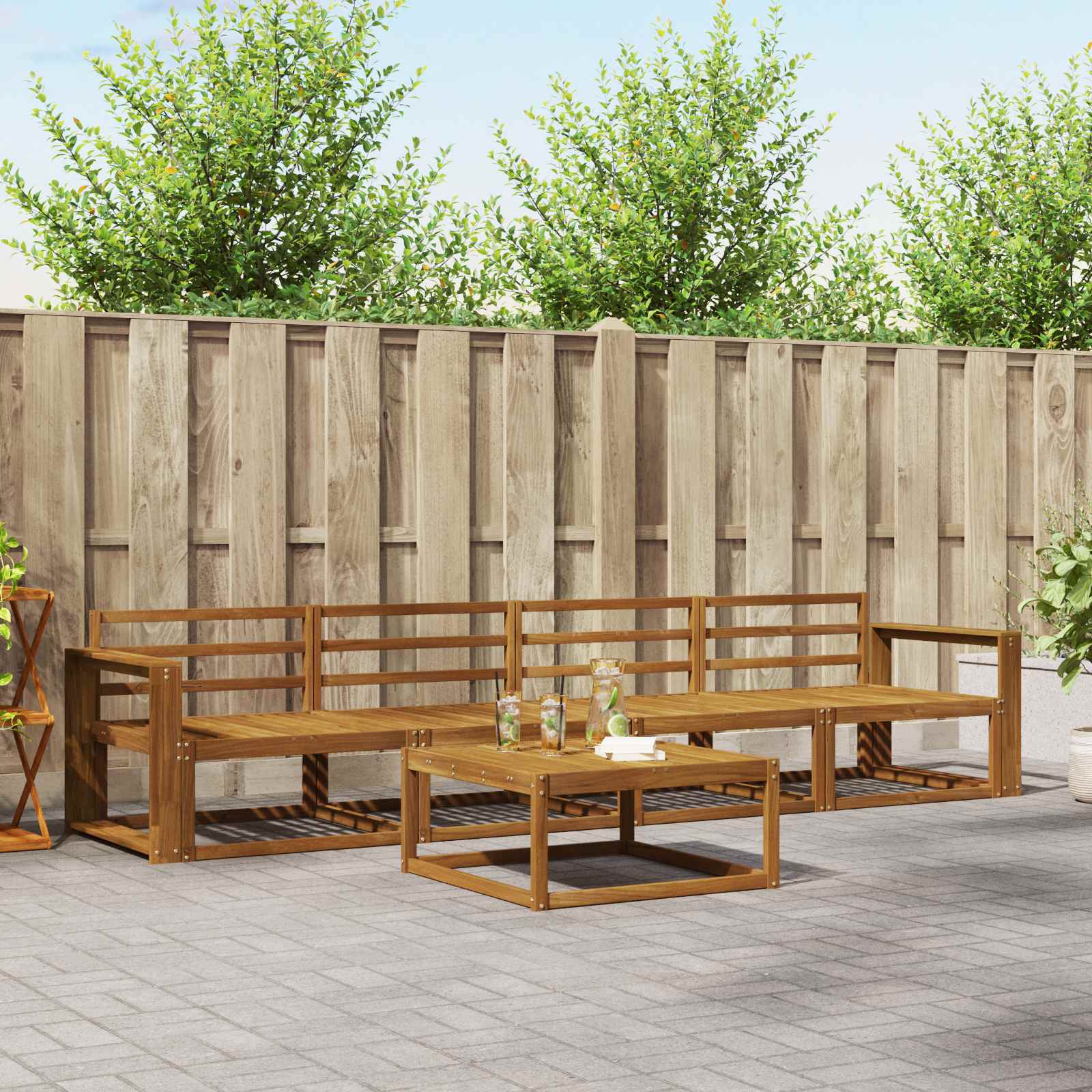 Outdoor-Sofagarnitur 5 pcs Natur Massivholz Akazie