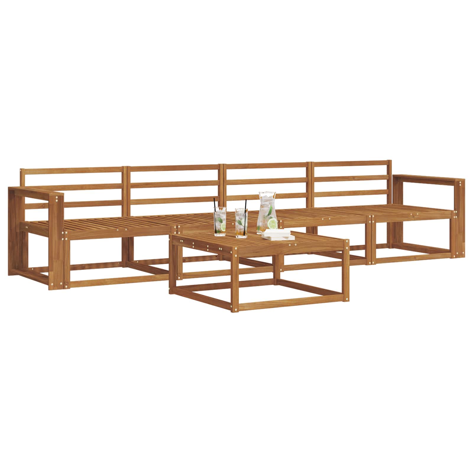 Outdoor-Sofagarnitur 5 pcs Natur Massivholz Akazie