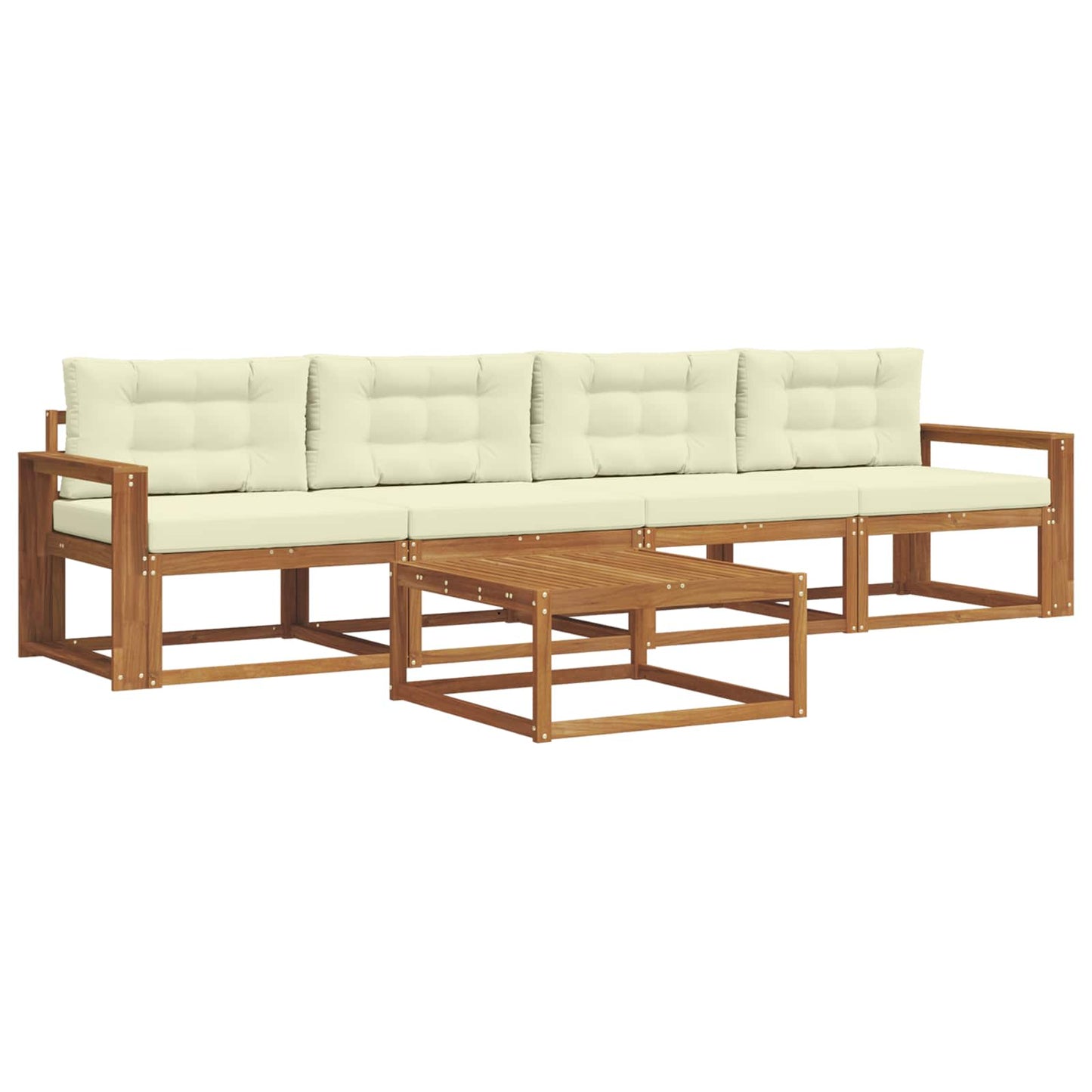 Outdoor-Sofagarnitur mit Kissen 5 pcs Natur und Creme