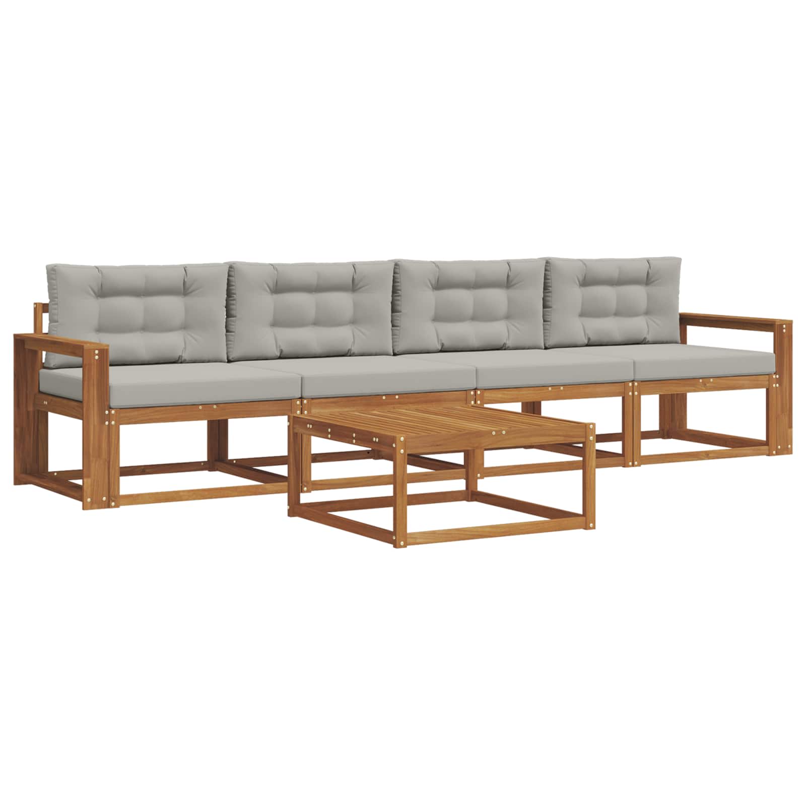 Outdoor-Sofagarnitur 5 pcs Natürlich und Hellgrau