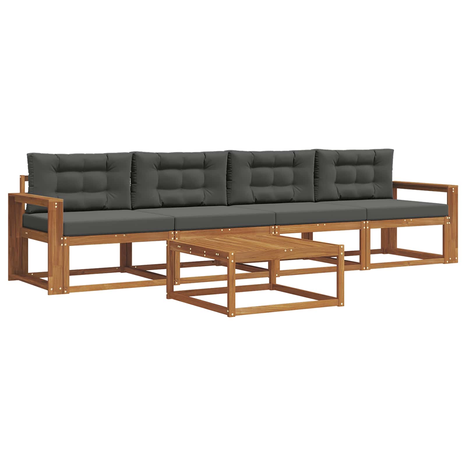 Outdoor-Sofagarnitur mit Kissen 5 pcs Natur und Anthrazit