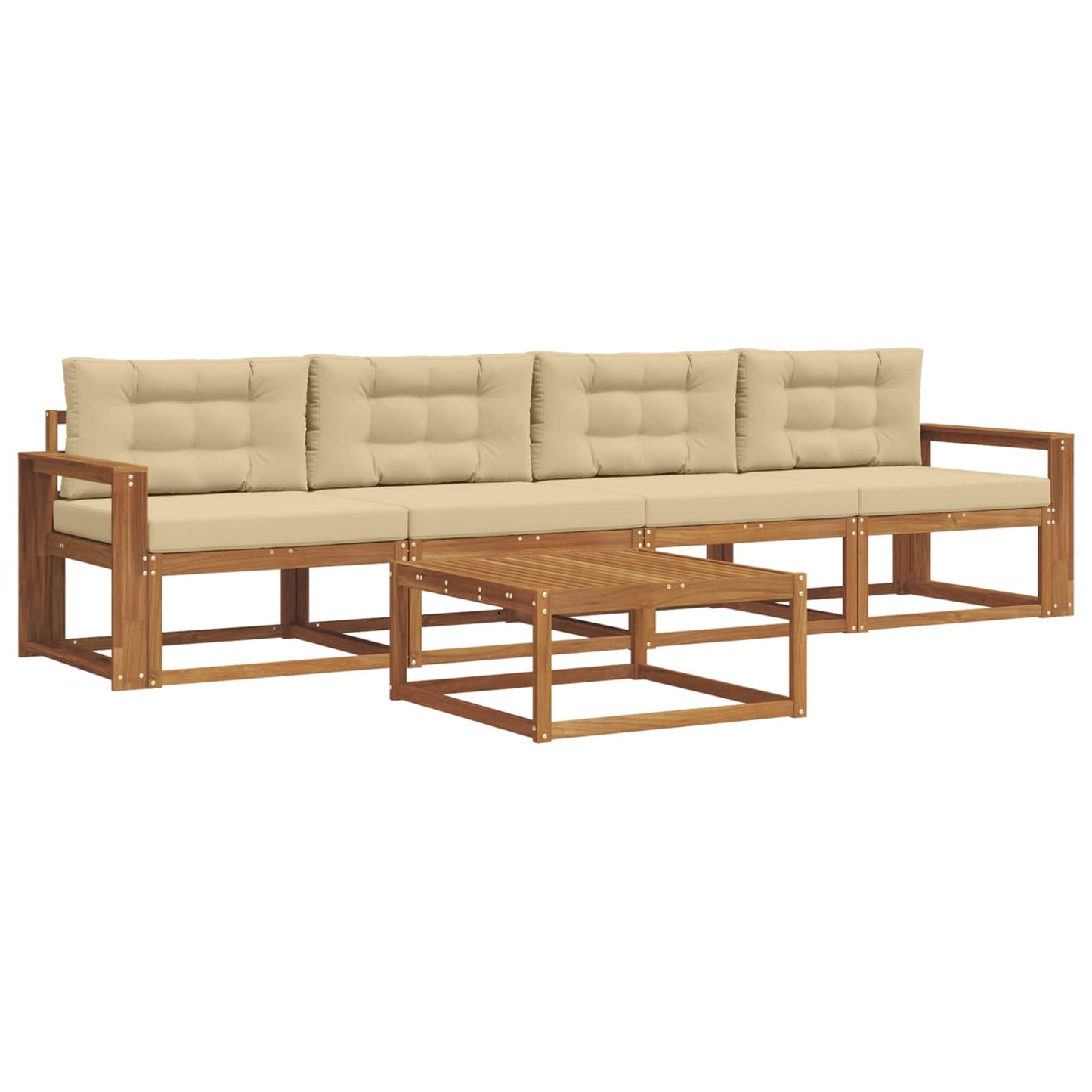 Outdoor-Sofagarnitur mit Kissen 5 pcs Natur und Beige