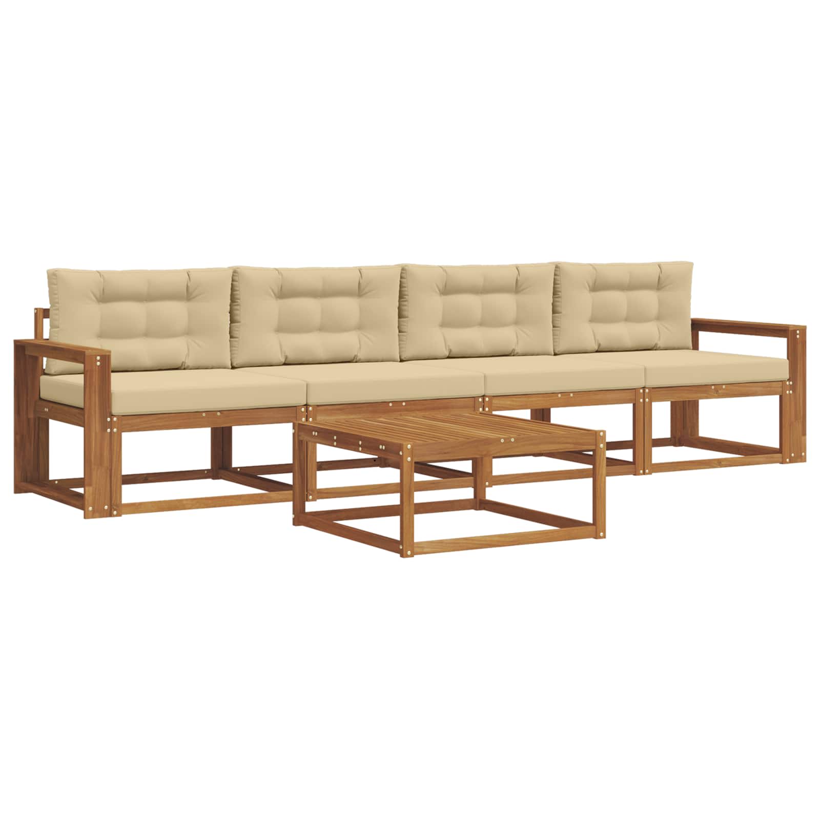 Outdoor-Sofagarnitur mit Kissen 5 pcs Natur und Beige