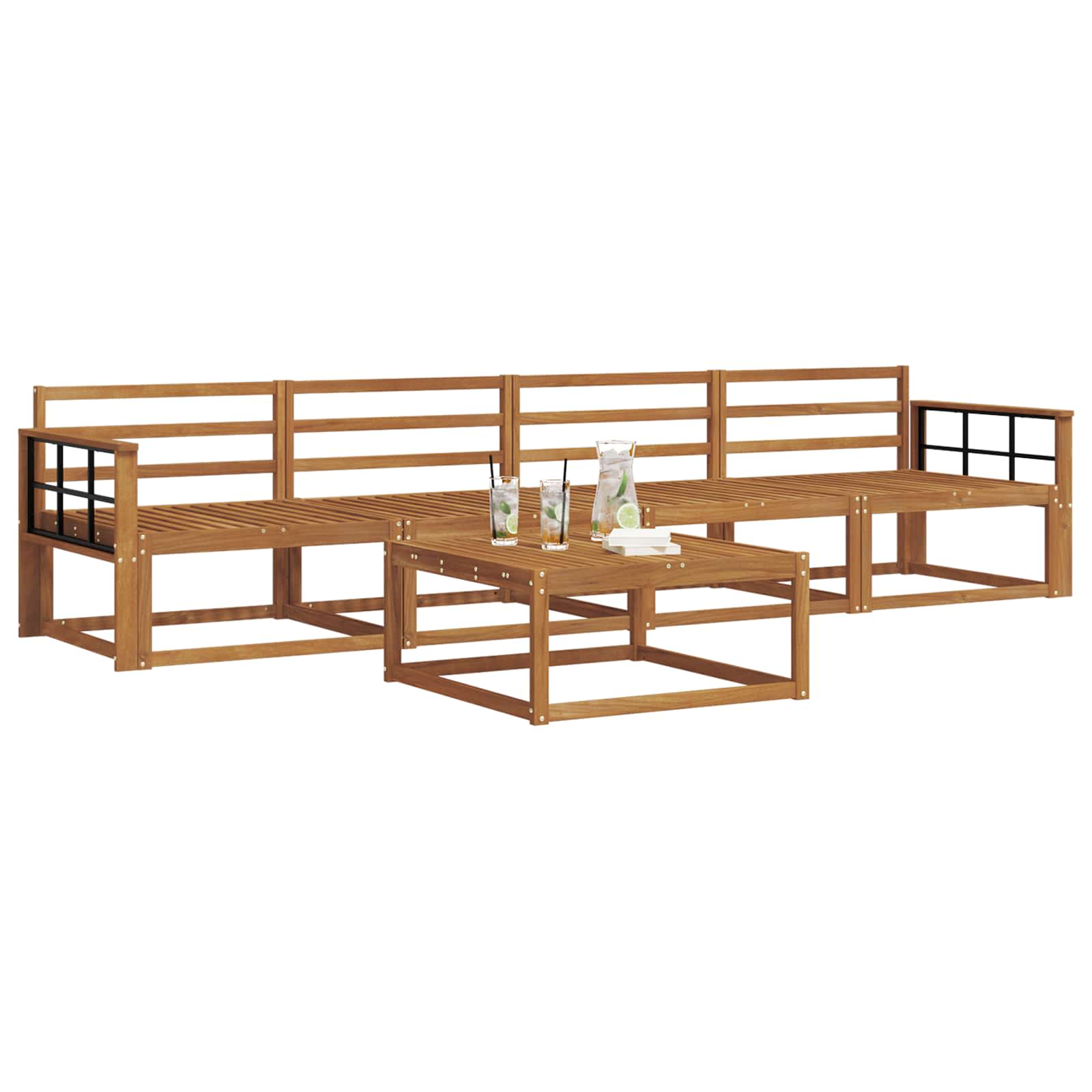 Outdoor-Sofagarnitur 5 pcs Natur Massivholz Akazie
