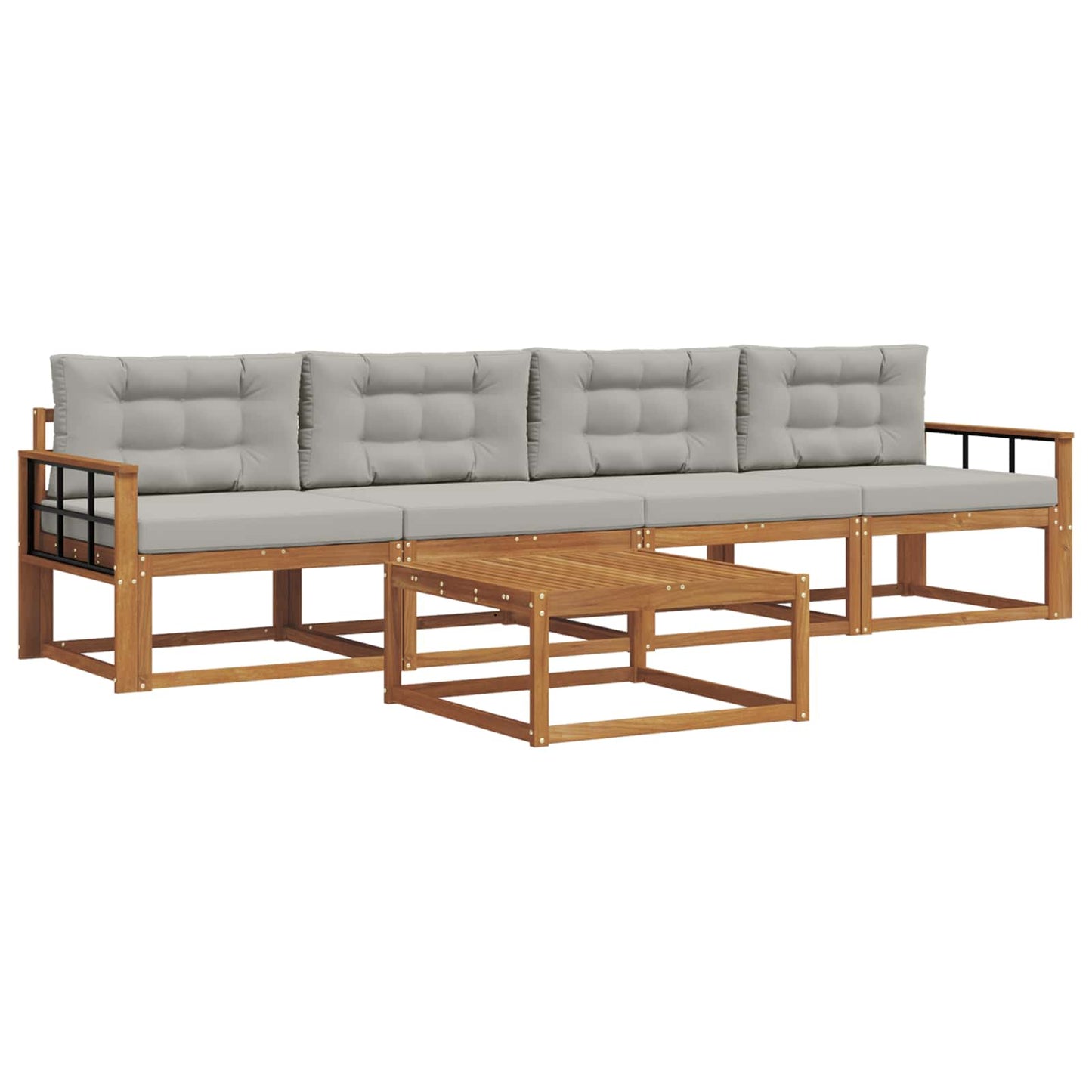 Outdoor-Sofagarnitur 5 pcs Natürlich und Hellgrau