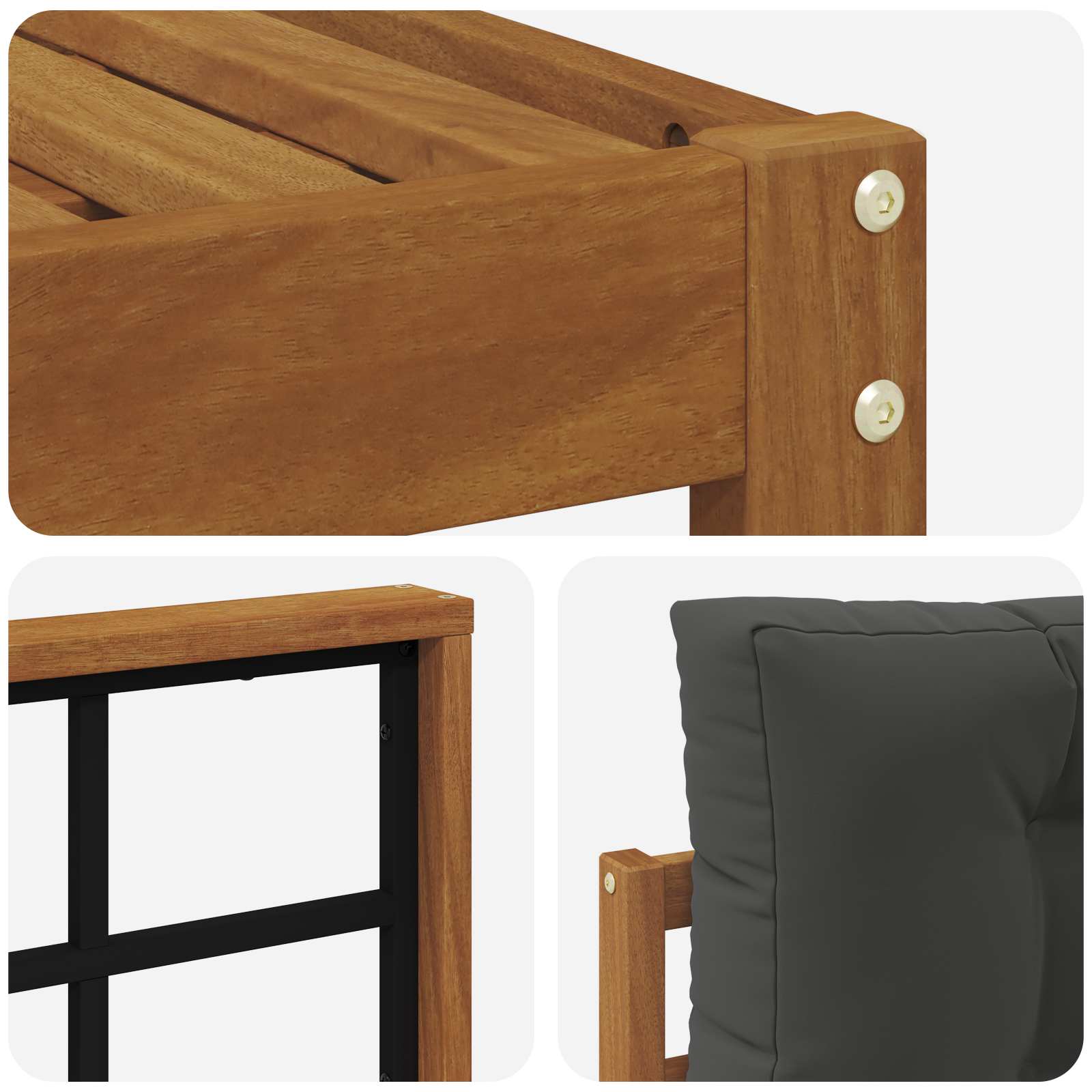 Outdoor-Sofagarnitur mit Kissen 5 pcs Natur und Anthrazit