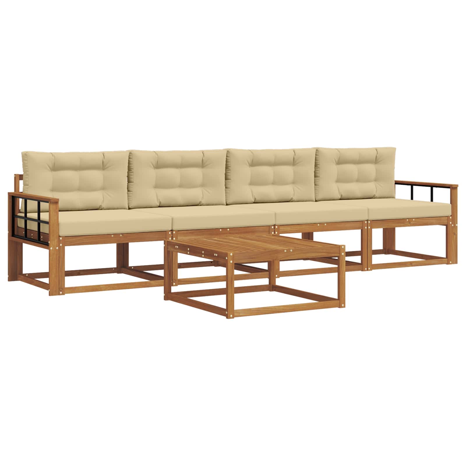 Outdoor-Sofagarnitur mit Kissen 5 pcs Natur und Beige
