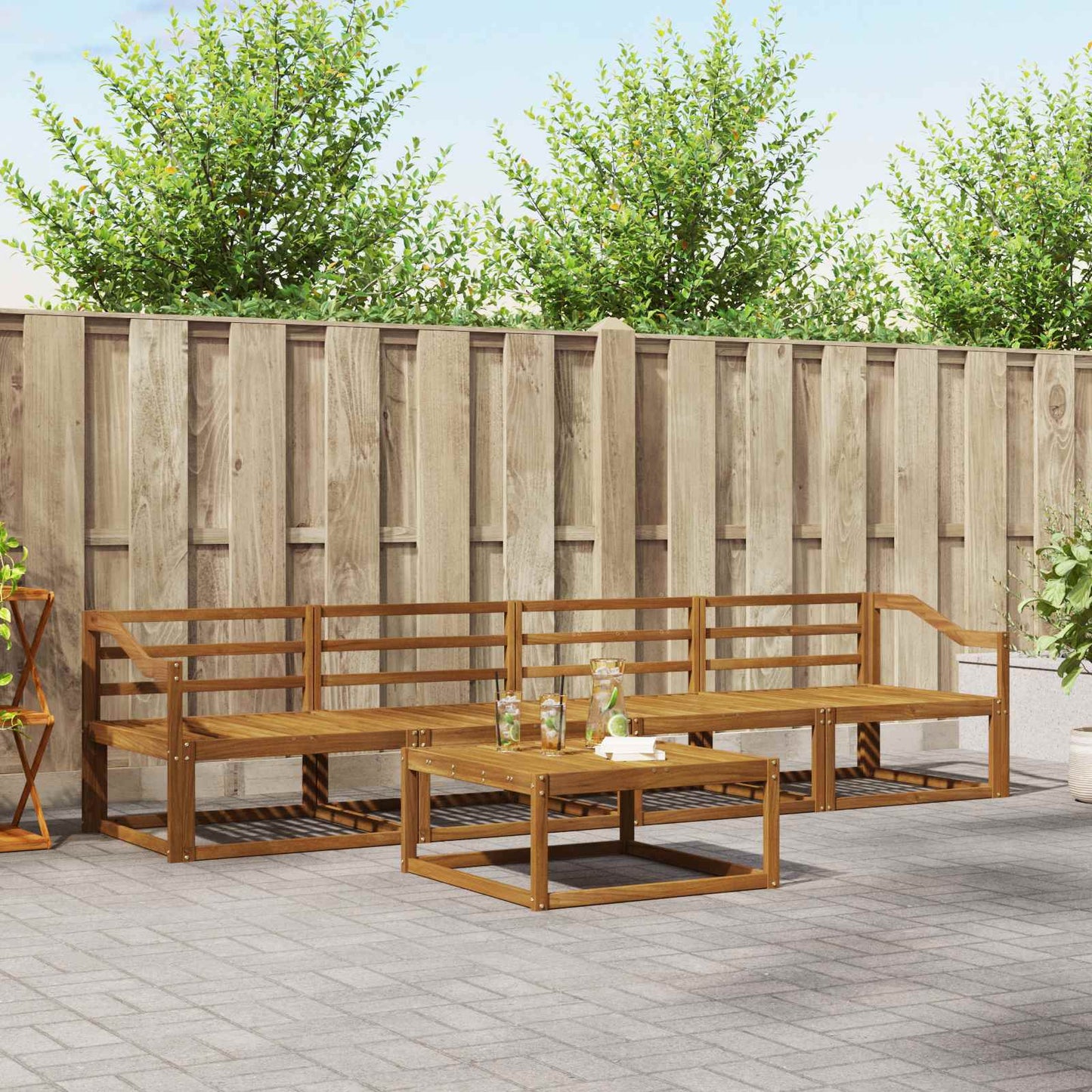 Outdoor-Sofagarnitur 5 pcs Natur Massivholz Akazie