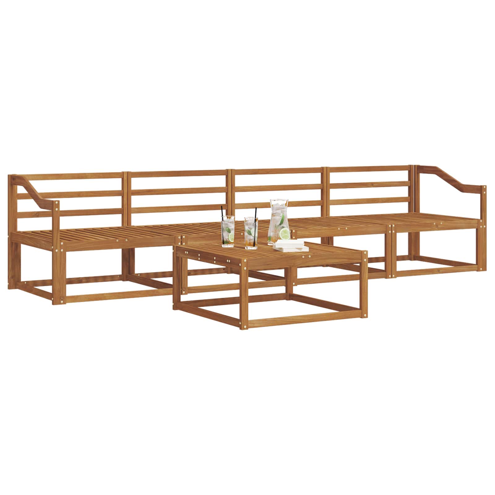 Outdoor-Sofagarnitur 5 pcs Natur Massivholz Akazie