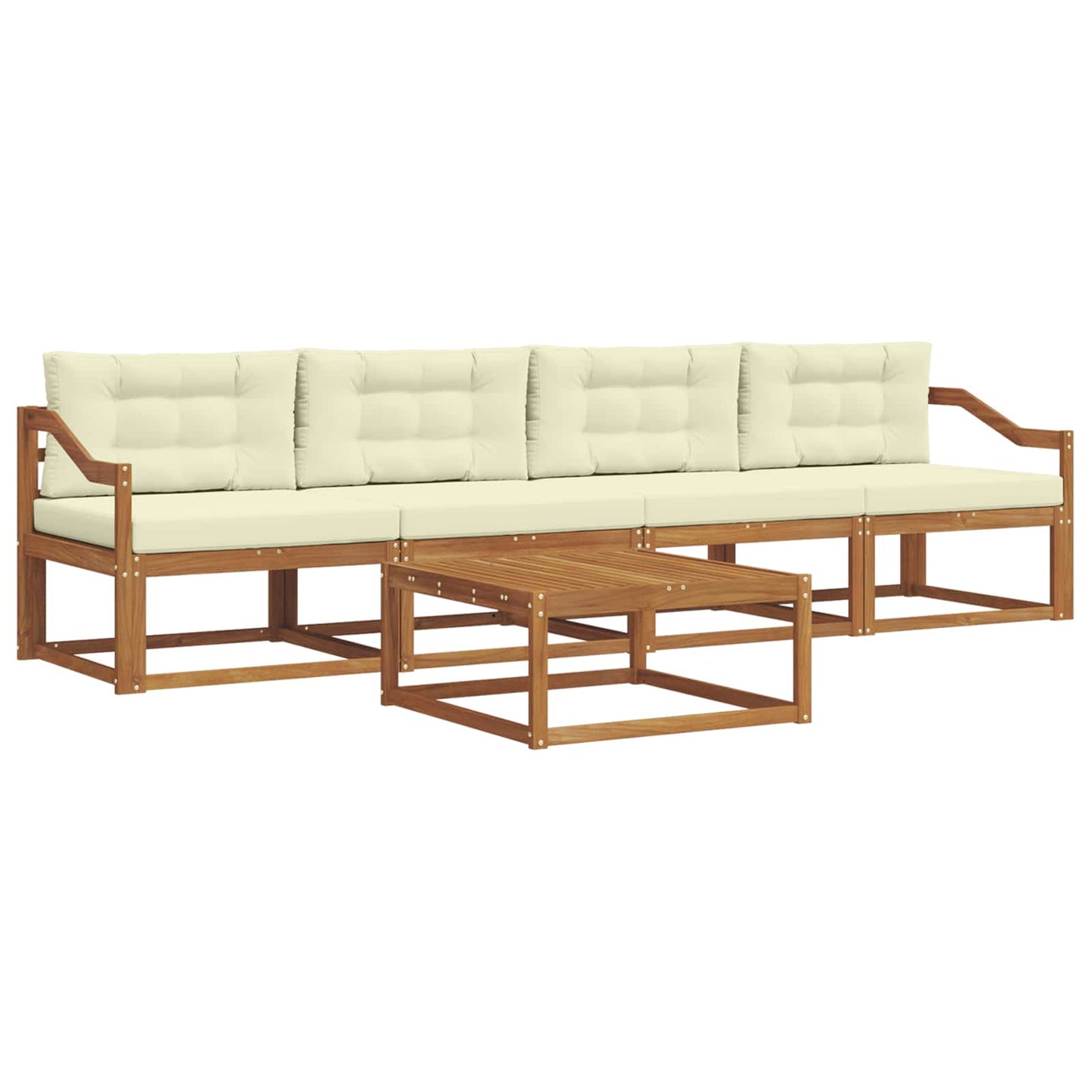 Outdoor-Sofagarnitur mit Kissen 5 pcs Natur und Creme