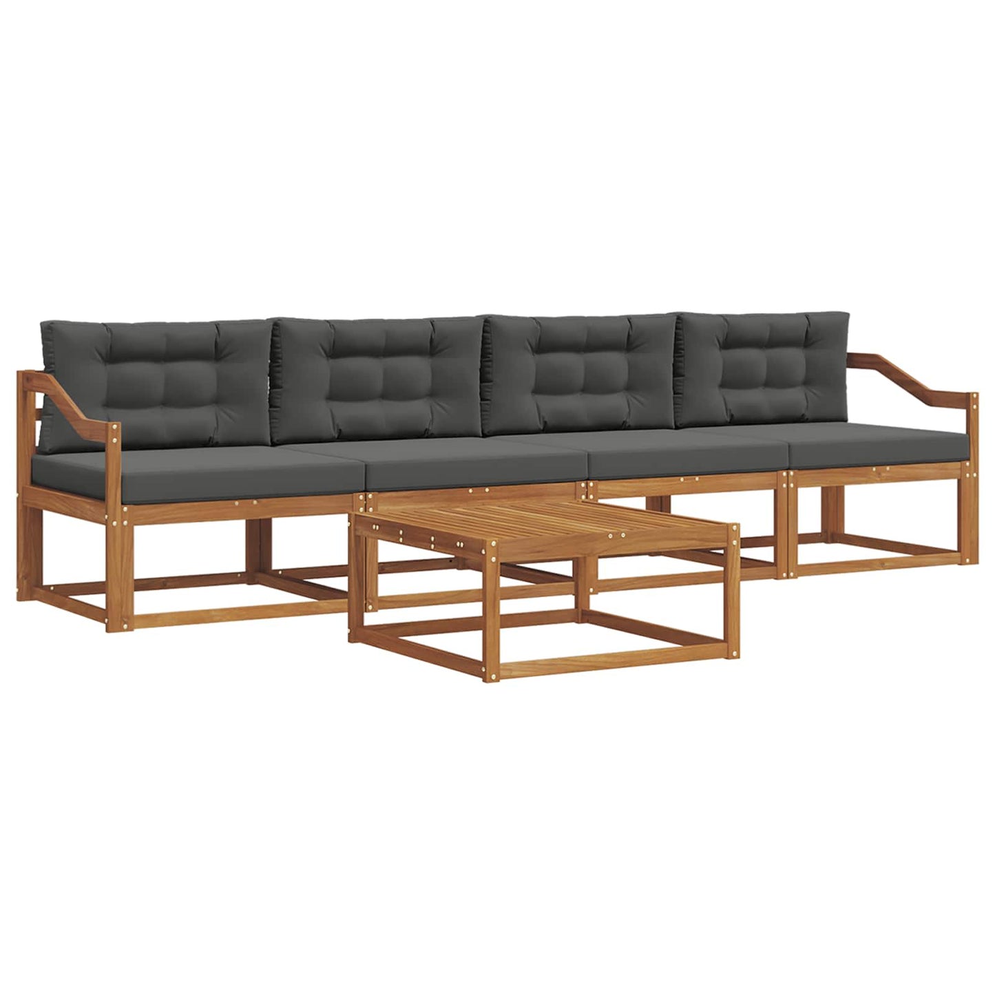 Outdoor-Sofagarnitur mit Kissen 5 pcs Natur und Anthrazit