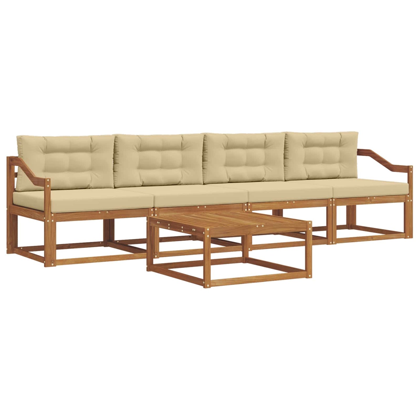 Outdoor-Sofagarnitur mit Kissen 5 pcs Natur und Beige