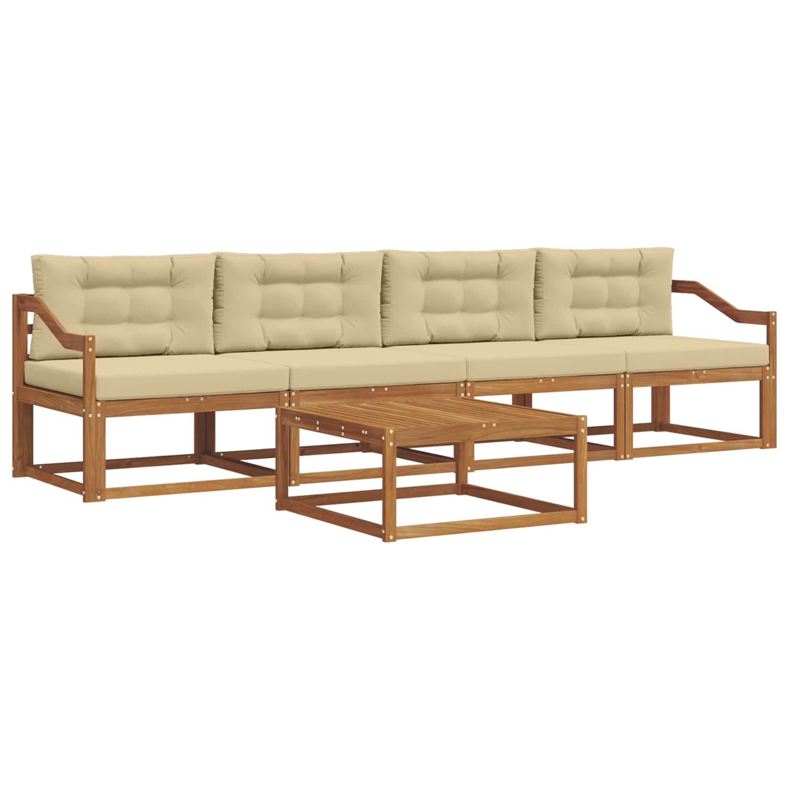 Outdoor-Sofagarnitur mit Kissen 5 pcs Natur und Beige
