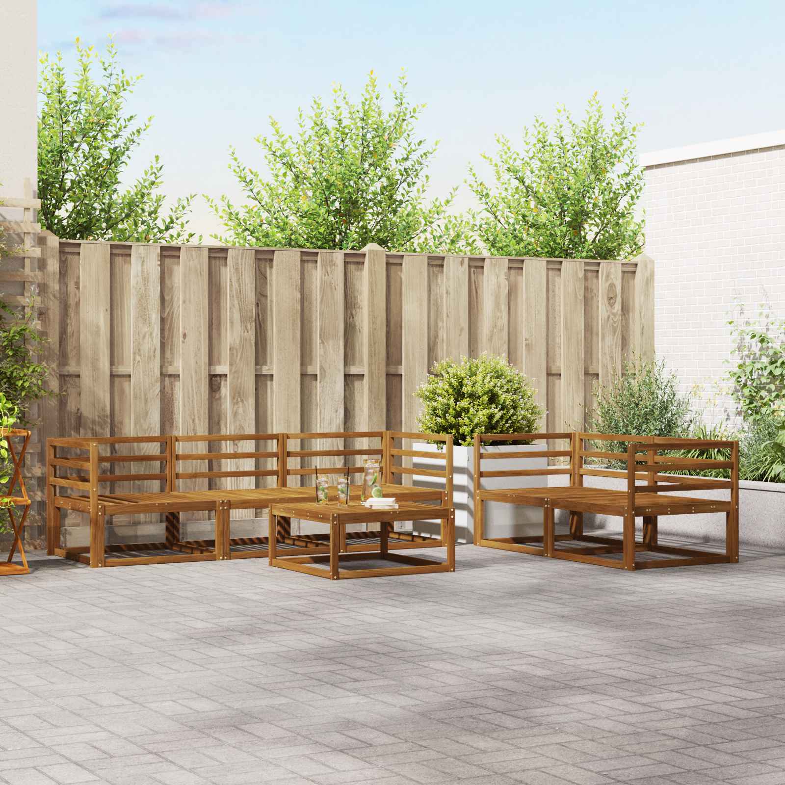 Outdoor-Sofagarnitur 6 pcs Natur Massivholz Akazie