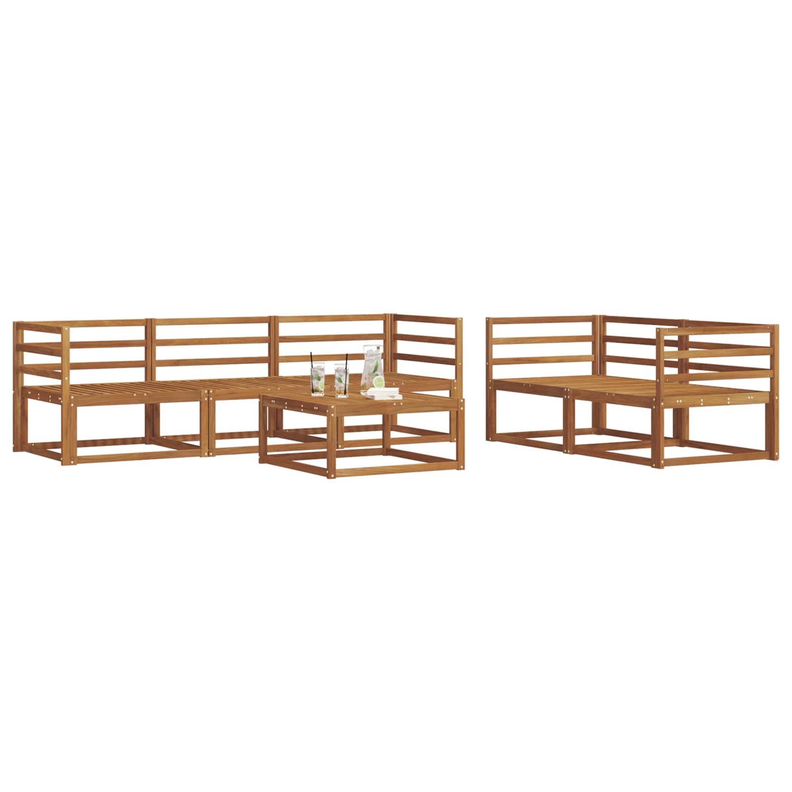 Outdoor-Sofagarnitur 6 pcs Natur Massivholz Akazie