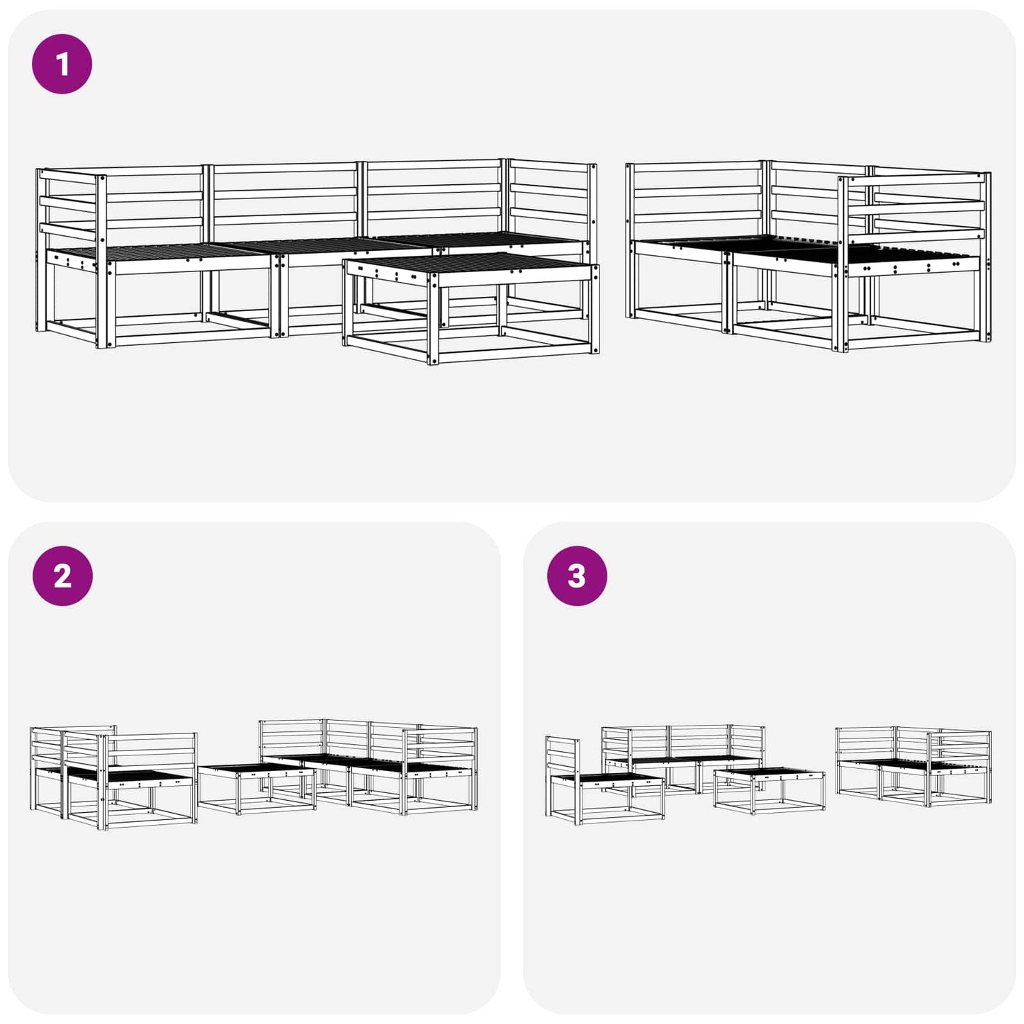 Outdoor-Sofagarnitur 6 pcs Natur Massivholz Akazie