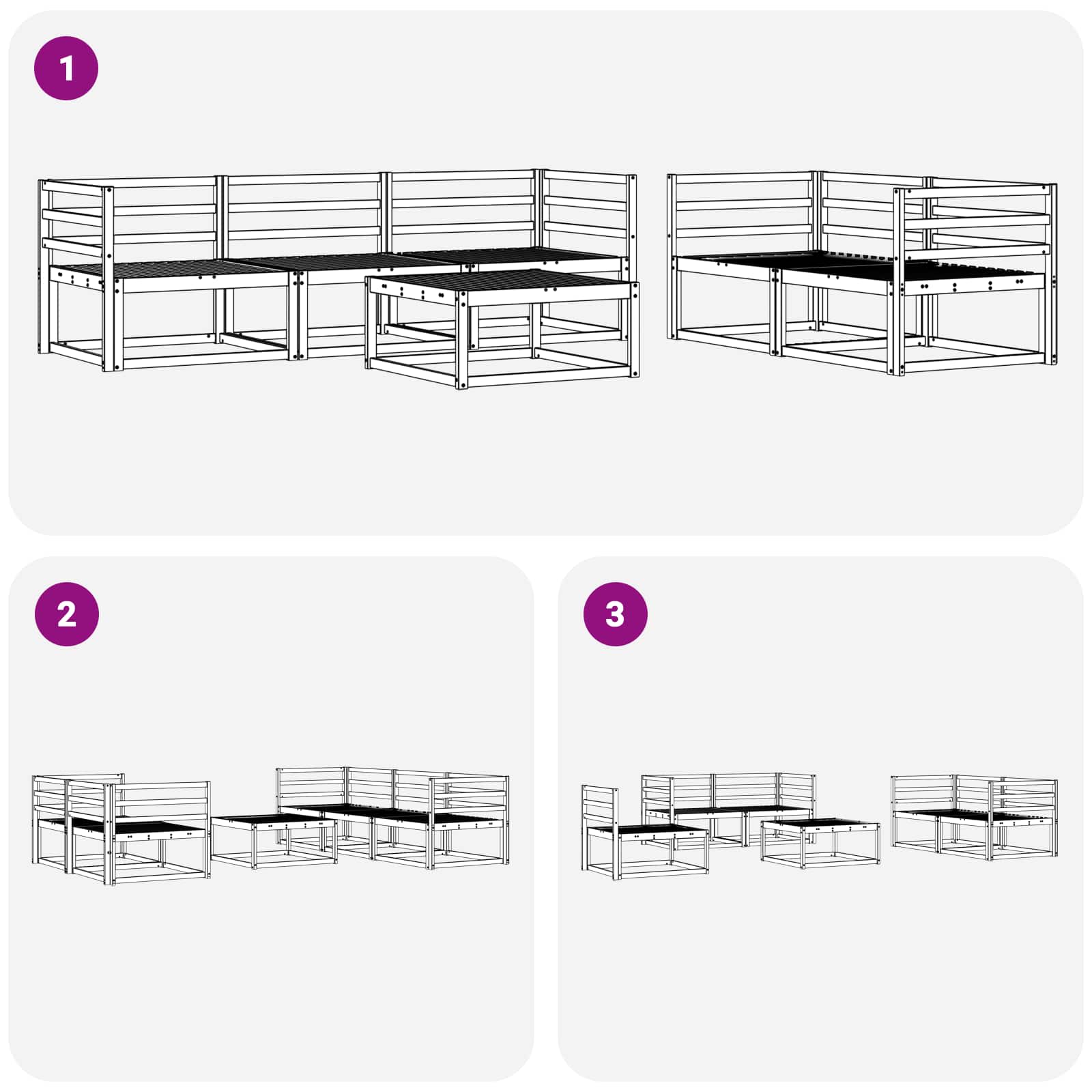 Outdoor-Sofagarnitur 6 pcs Natur Massivholz Akazie